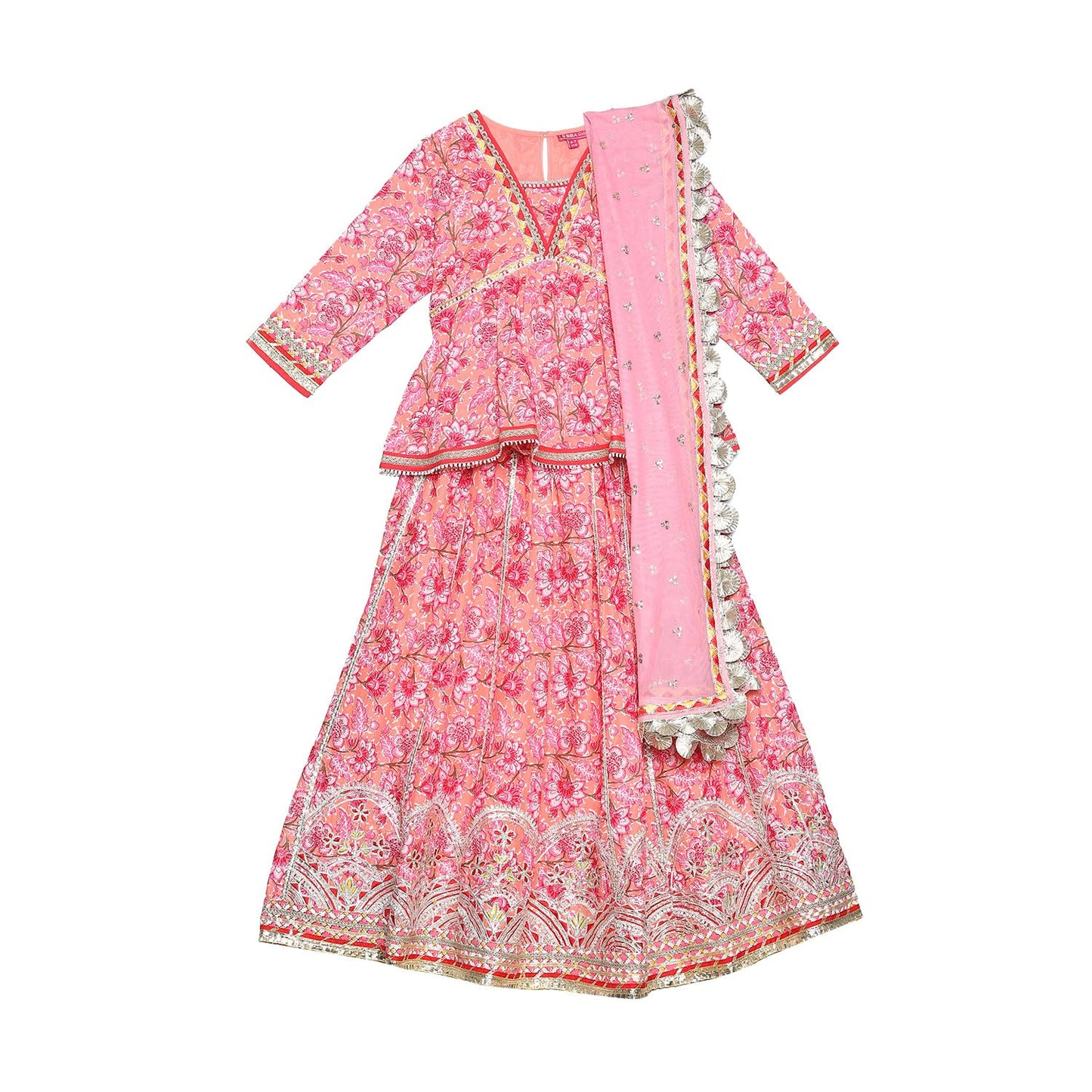 BIBA GIRL PRINTED SHORT_KURTA KID(KW5403_PEACH_13)