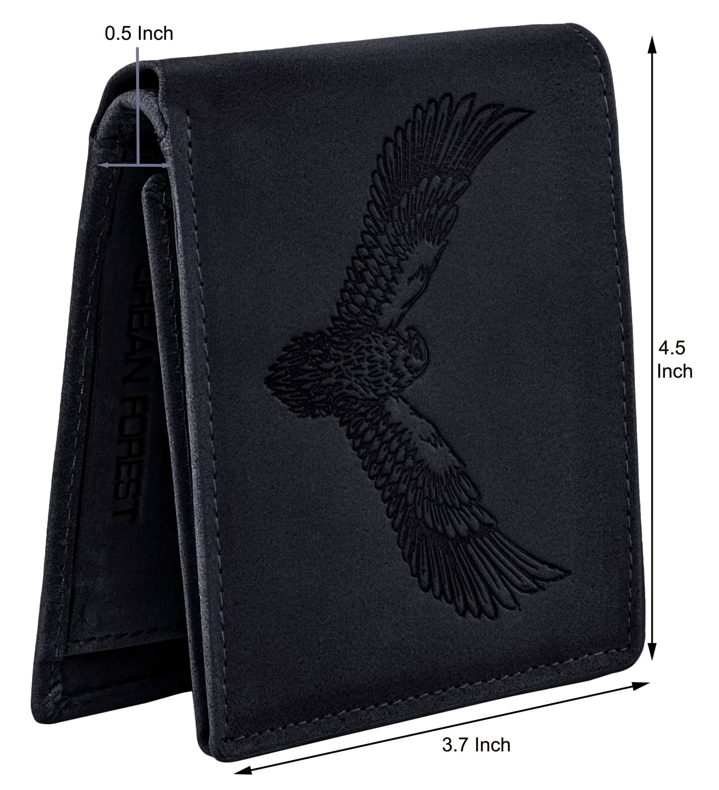 URBAN FOREST Zev Vintage Black Leather Wallet, Black Pen & Keychain Combo Gift Set for Men