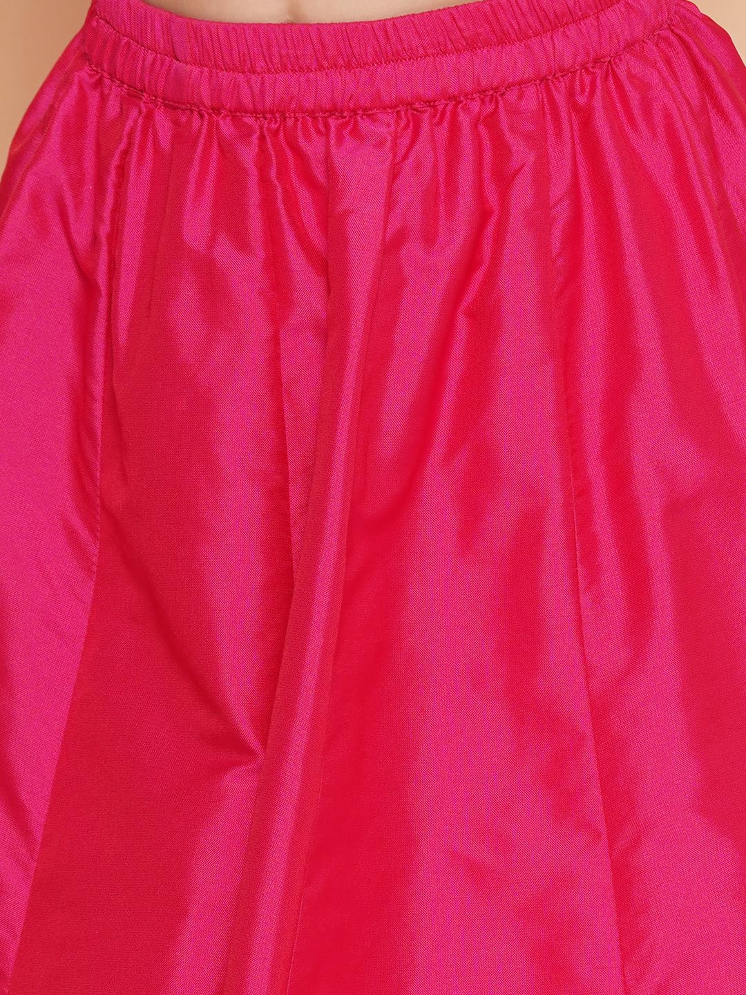 Bitiya by Bhama Girls Pink Floral Print Top & Shrug With Ready to wear Skirts