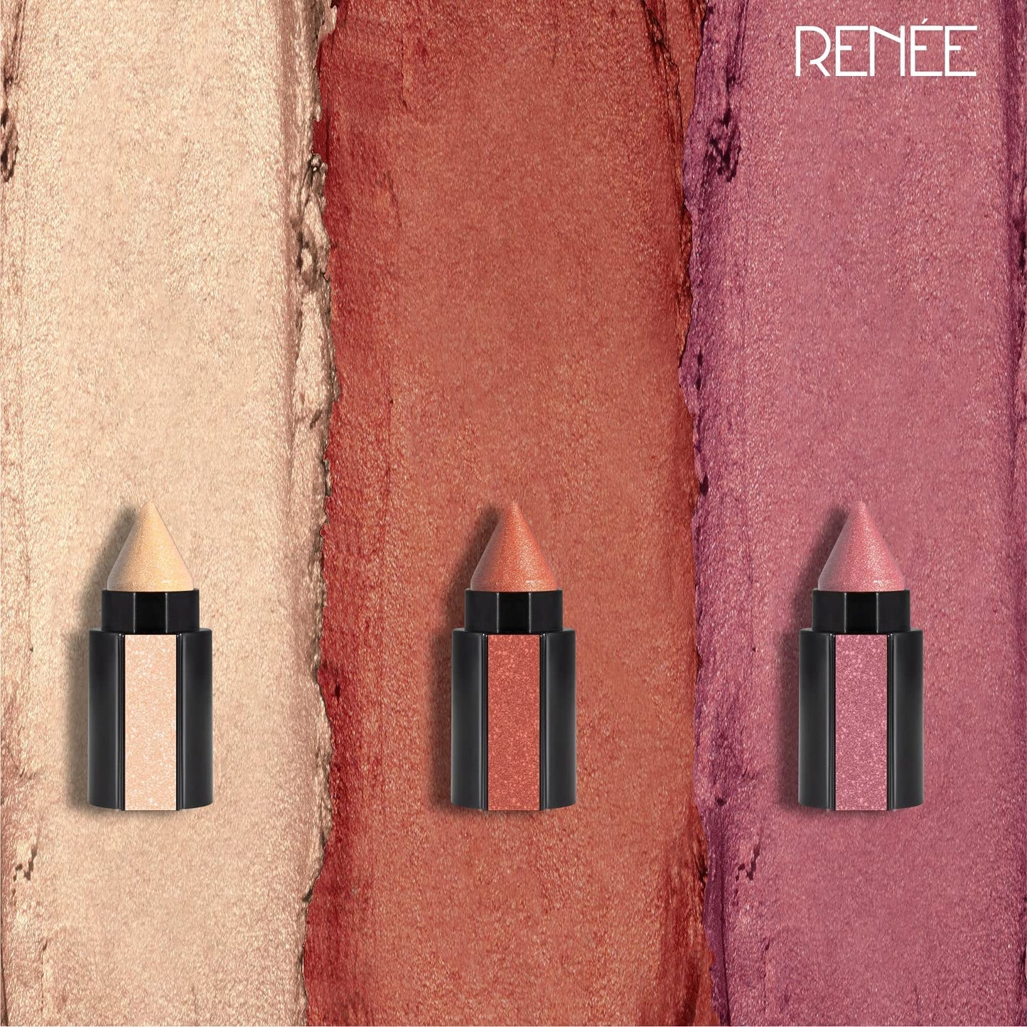 RENEE Fab 3 in 1 Eyeshadow 4.5gm - Highly Pigmented 3 Shades in 1 Stick, Adds Dimension and Intensity With Shimmery Finish, Enriched With Vitamin E