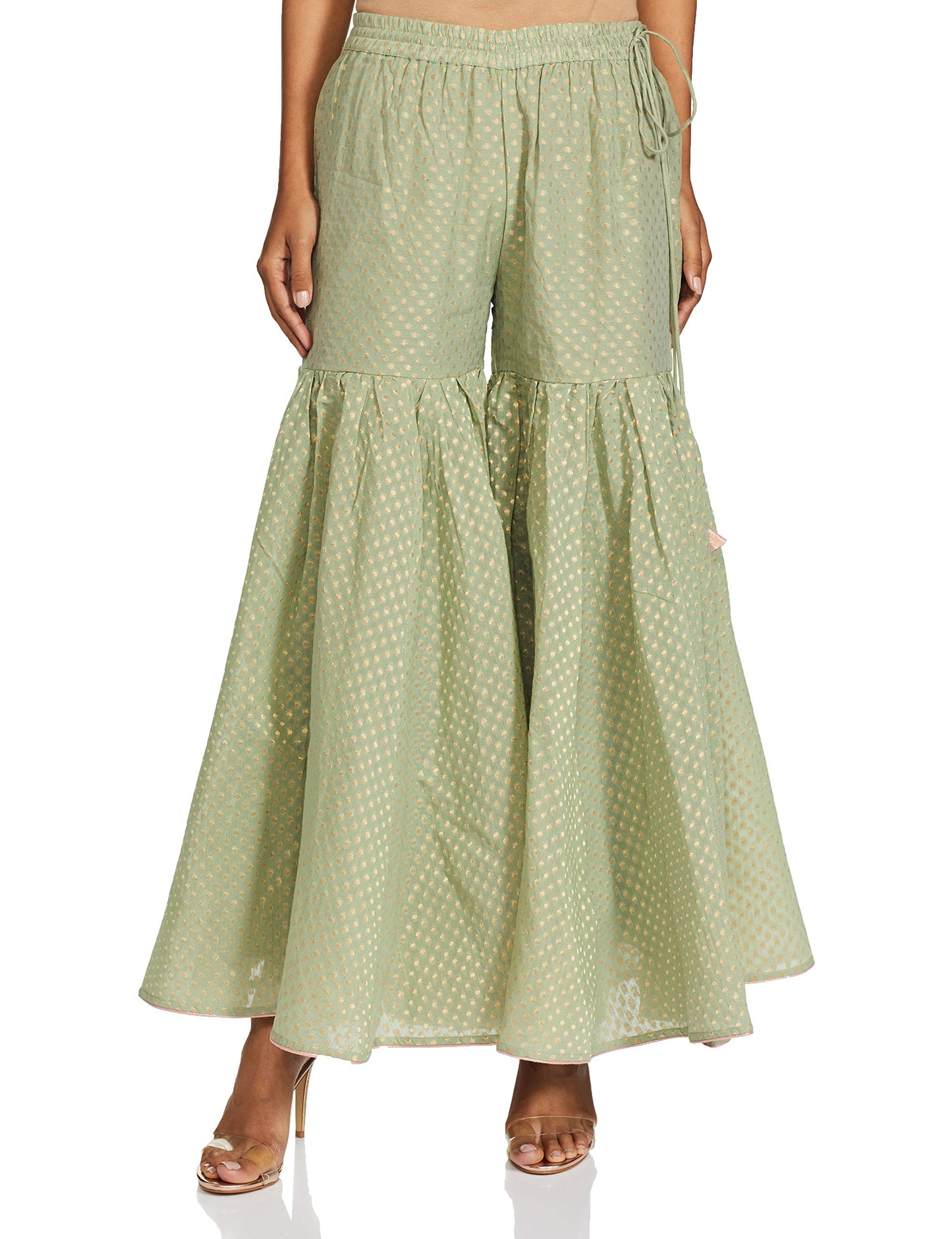 BIBA WOMEN YARNDYED SALWAR KURTA DUPATTA(SKD6420_SAP GREEN_42)