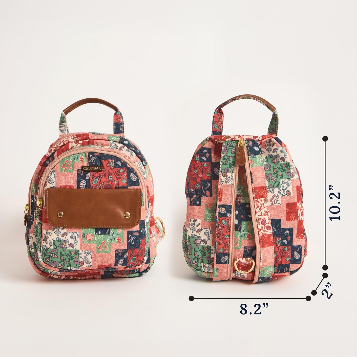 Chumbak Raasta Mini Backpack - Batik Patch Print, Digital Nomad, Stylish Small Bag Crossbody Handbag Bags for Women and Girls, Mobile Phone Bag, Ladies Purse