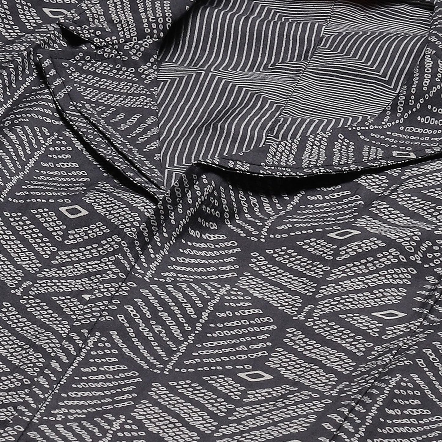 BIBA Women's Poly Viscose PRINTED Long Length MIX AND MATCH Jacket(MONOCHRO18927_MARB.CRB_36), Large, Multicolor