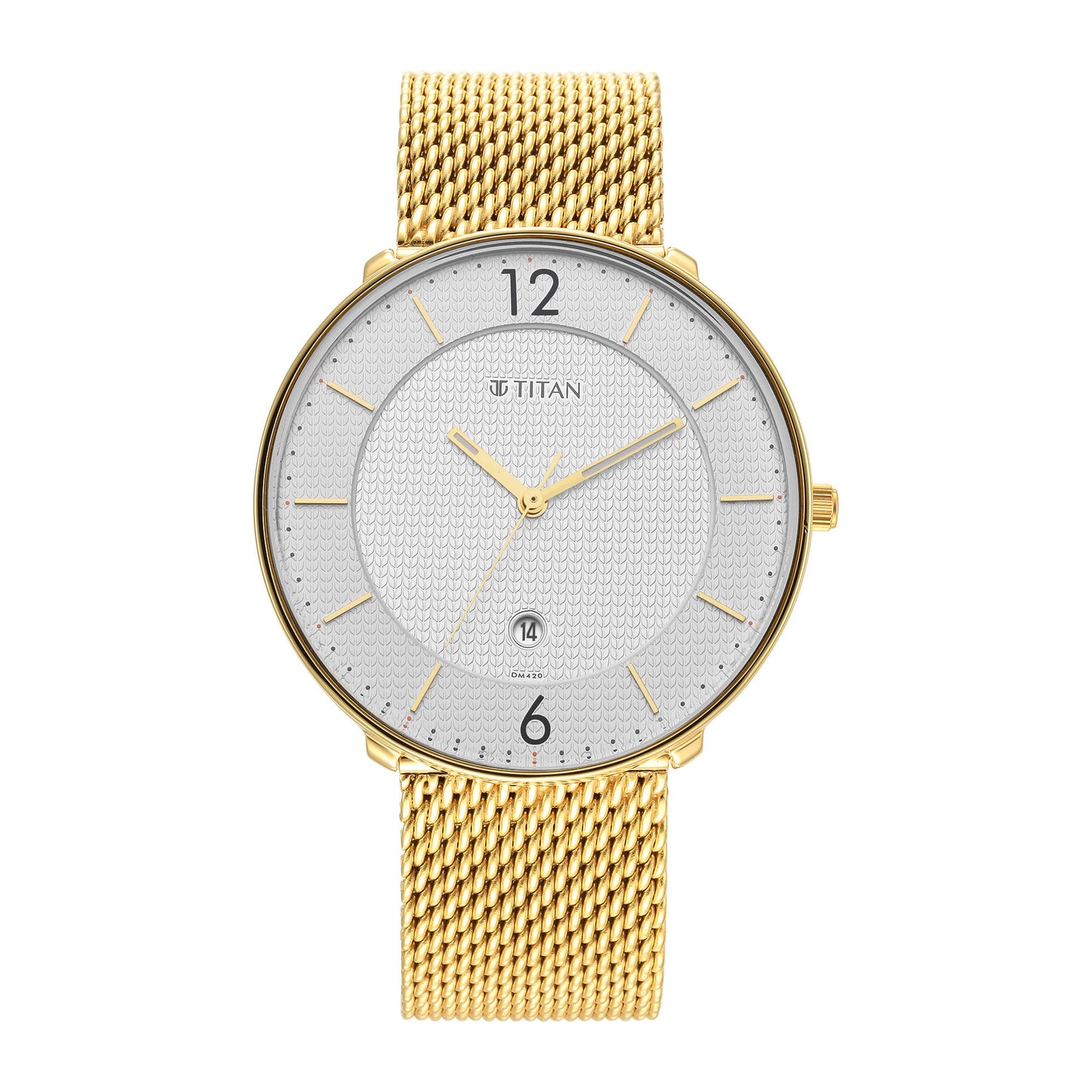 Titan Black and Gold Quartz Analog with Date Silver Dial Stainless Steel Strap Watch for Men-NS1849YM01/NT1849YM01