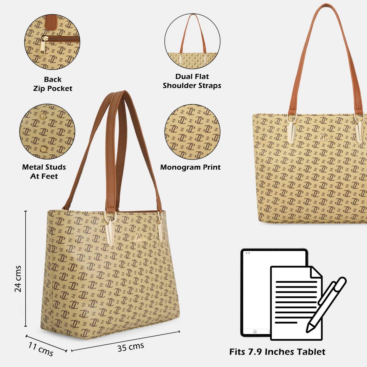 Lavie Women's Kathy Monogram LL Print Tote | Ladies Purse Handbags