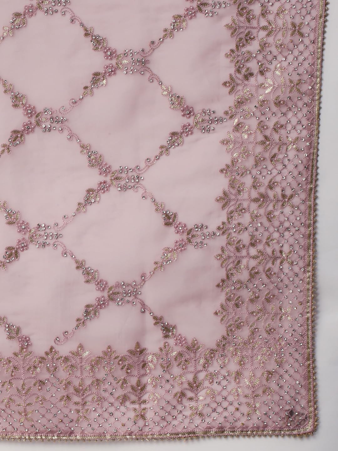 MOHEY Women's Organza Machine Resham Boota & Border Work Saree with Unstitched Blouse Piece - Purple