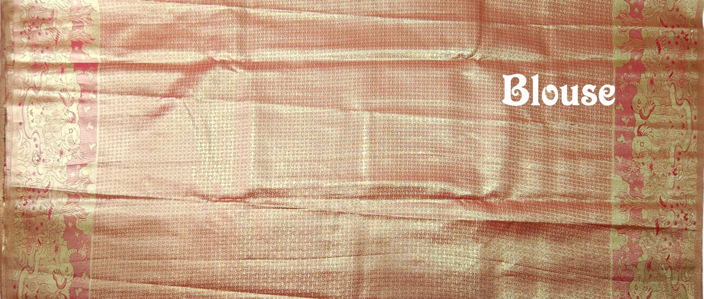 VFCollections Women's Kanchipuram Silk Pure Pattu Sarees With Blouse (VFC178-1)