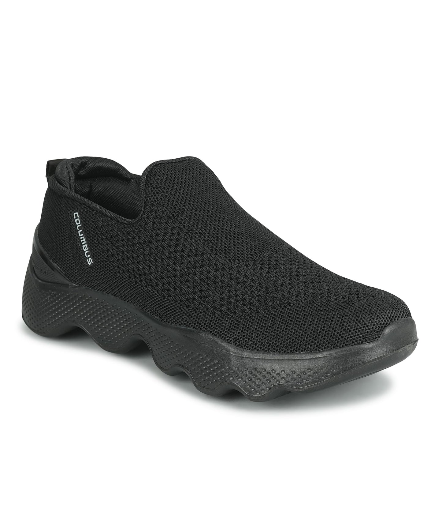 Columbus MASSAGER-01 Sports Shoes - Running Shoes|Walking Shoes| Training & Gym Shoe | Outdoors Shoe for Men (Black & Silver),UK-7