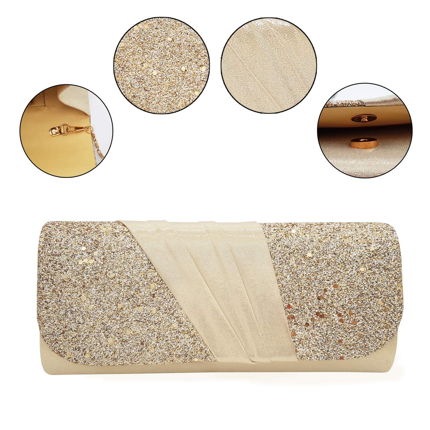 VRITRAZ Party Clutch Purse for Women Plain Gold