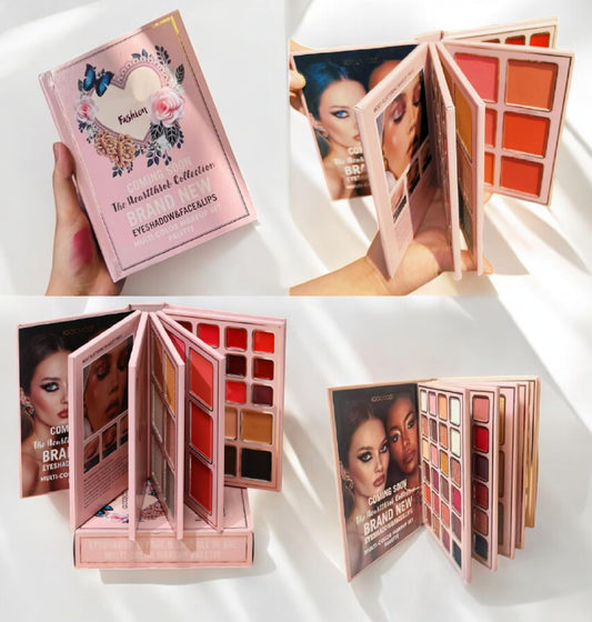 Winble 5-in-1 Foldable Makeup Palette | All-in-One Face, Eyes & Lips | Contour, Blush, Highlighter, Eyeshadow | Long-Lasting & Travel-Friendly | Multipurpose Makeup Book for All Skin Tones & Looks