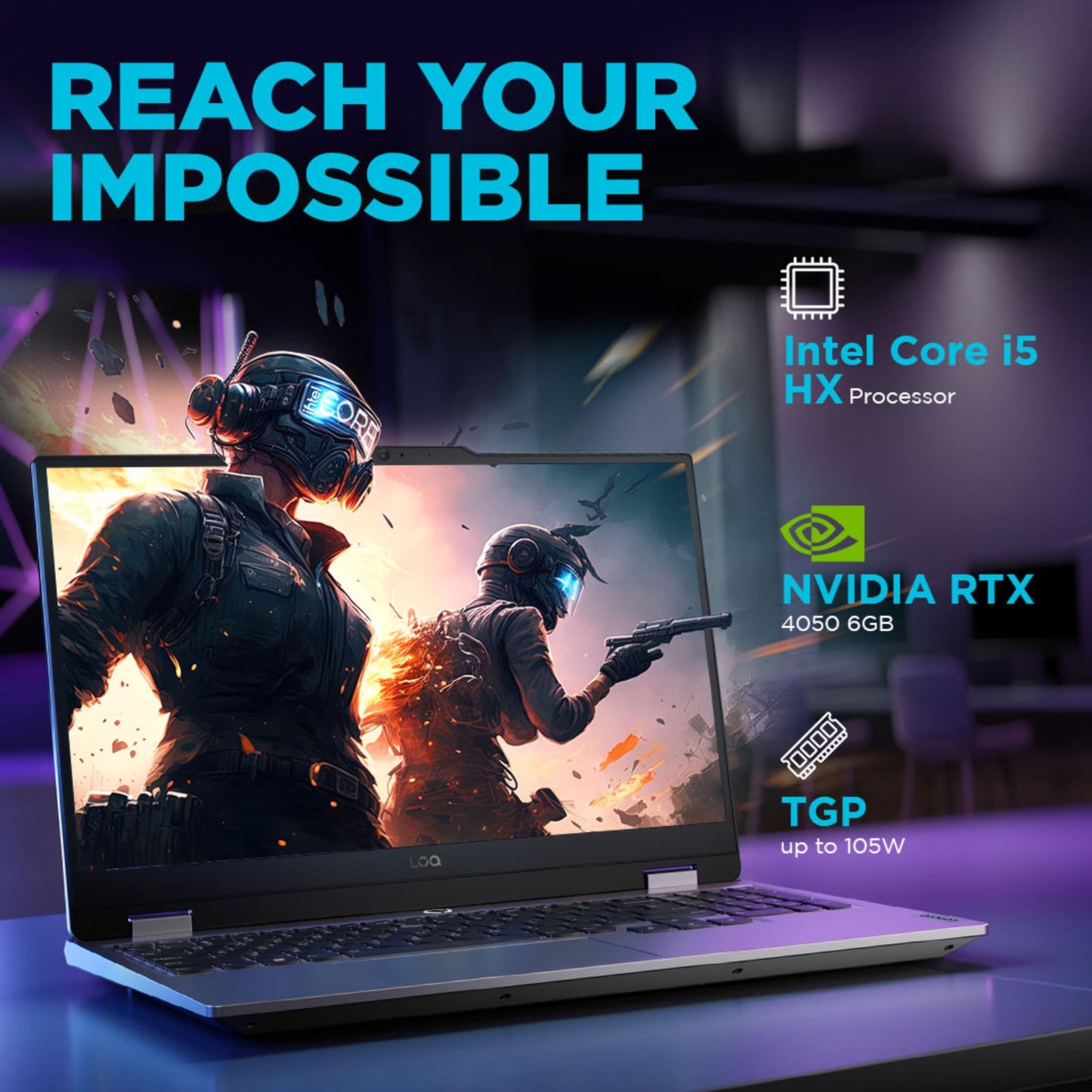 Lenovo LOQ Intel Core i5-13450HX| NVIDIA RTX 4050 6GB (16GB RAM/512GB SSD/144Hz Refresh Rate/15.6" (39.6cm)/Windows 11/Office Home 2024/3 Mon. Game Pass/Grey/2.4Kg), 83DV01K2IN AI Gaming Laptop