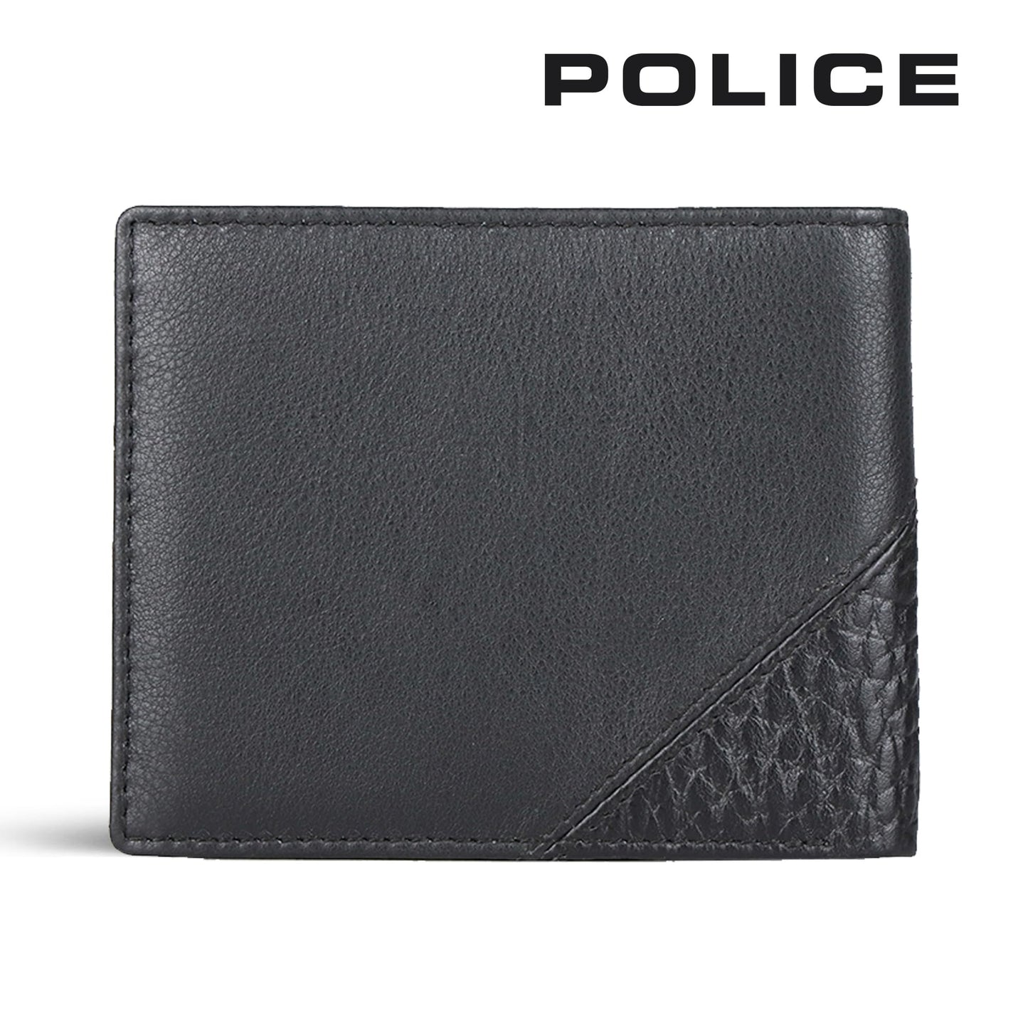 Police Jumbo Men's Slim Wallet | Leather Purse with 8 Card Slot, 2 Currency Compartment, 2 Slip-in Pockets -Black | Premium Design with Lagendary Style