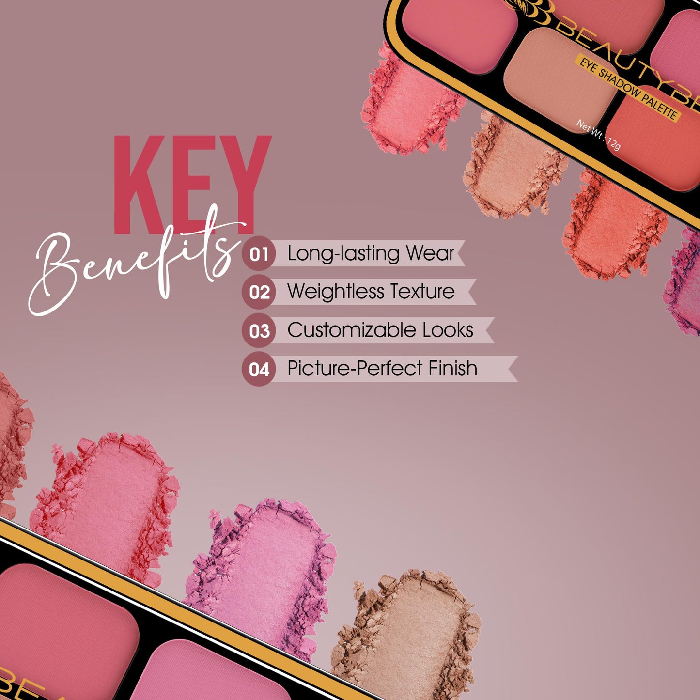 Beauty Berry Matte Eyeshadow & Blusher Palette | 8 Highly Pigmented & Blendable Shades | One Swipe Application, Lightweight & Long Wearing Eyeshadow Palette for Eye Makeup (Shade - 02)