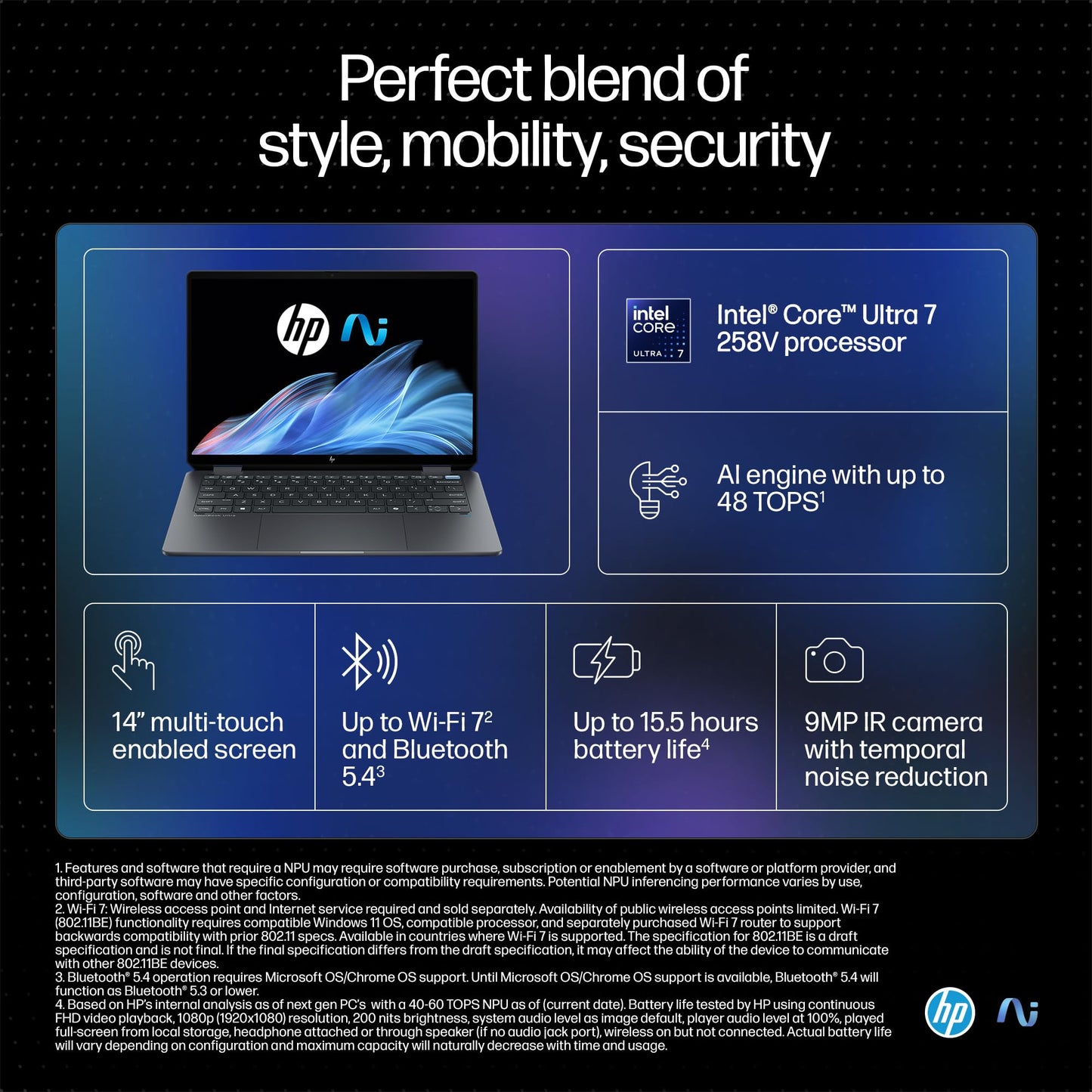 HP OmniBook Ultra Flip Next Gen AI PC Ultra 7 (32GB RAM/1TB SSD/2.8K OLED 16:10 90% STBR Touchscreen 500 nits/Windows 11/9MP Camera/Poly Studio/Backlit KB/MSO/14” (35.6cm)/Gray/1.34kg) fh0029TU Laptop