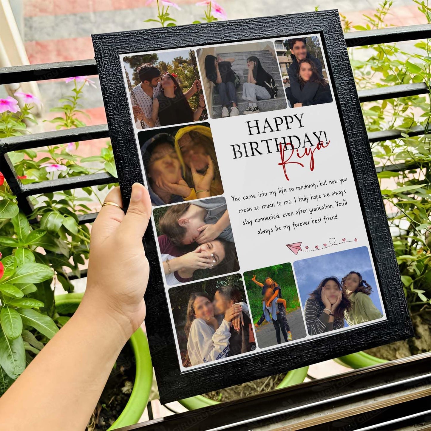 Giftway BFF Birthday Collage with Message | Personalised MDF Photo Frame | Birthday Gift for Husband, Best Friend, Mother, Sister | Unique Gifts for Men, Women - 9.613.1 Inch_Black