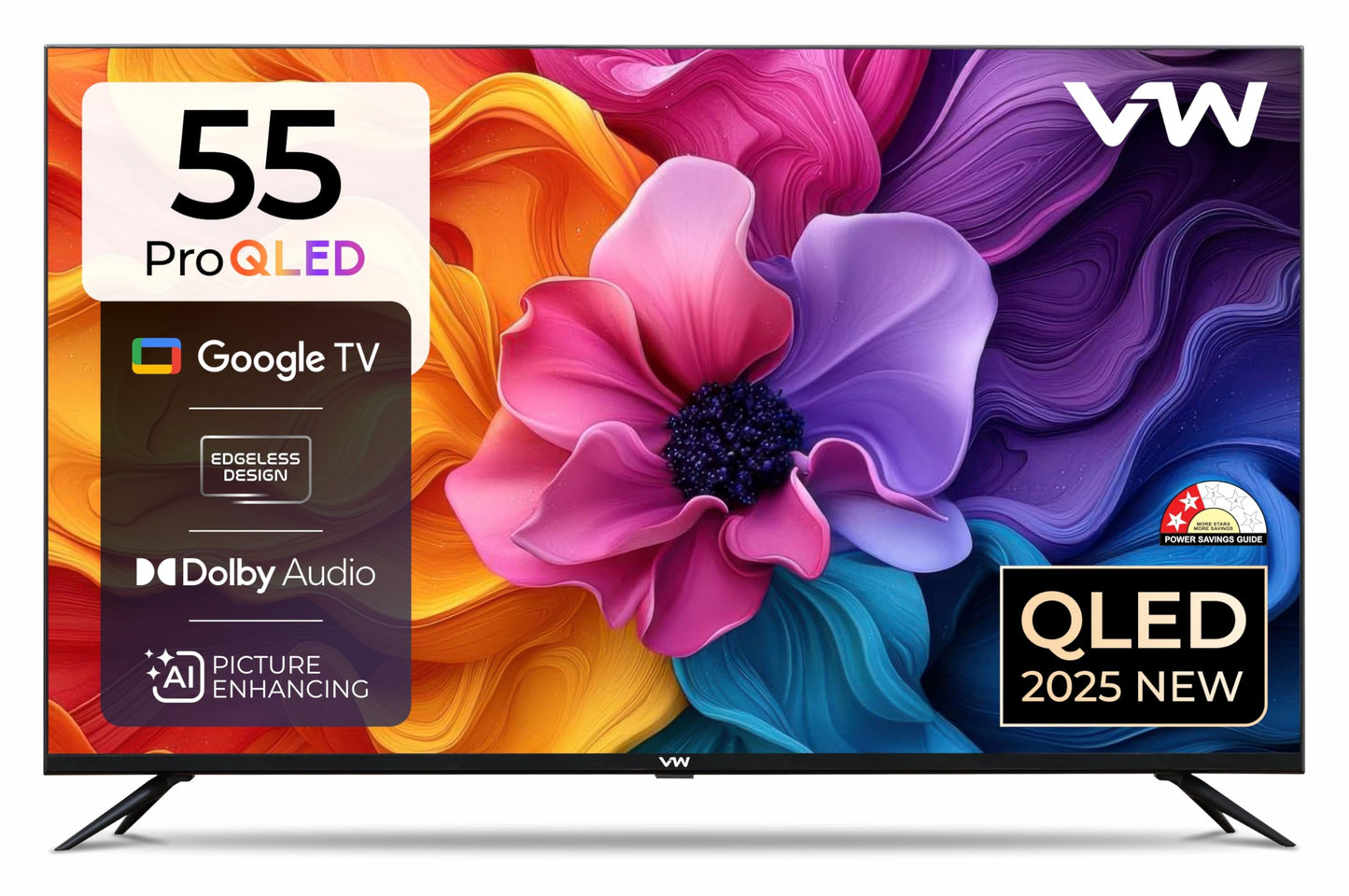 VW 140 cm (55 inches) Pro Series 4K Ultra HD Smart QLED Google TV VW55GQ1 (Black)