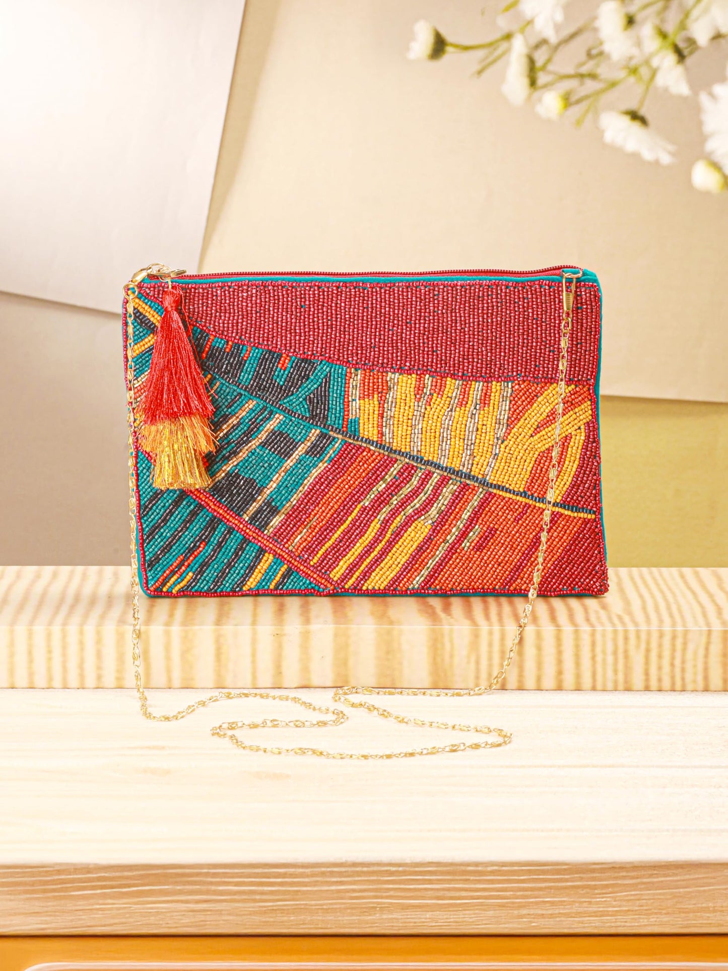 BAGUZZI Leafing Love Beaded Multicolor Sling Bag