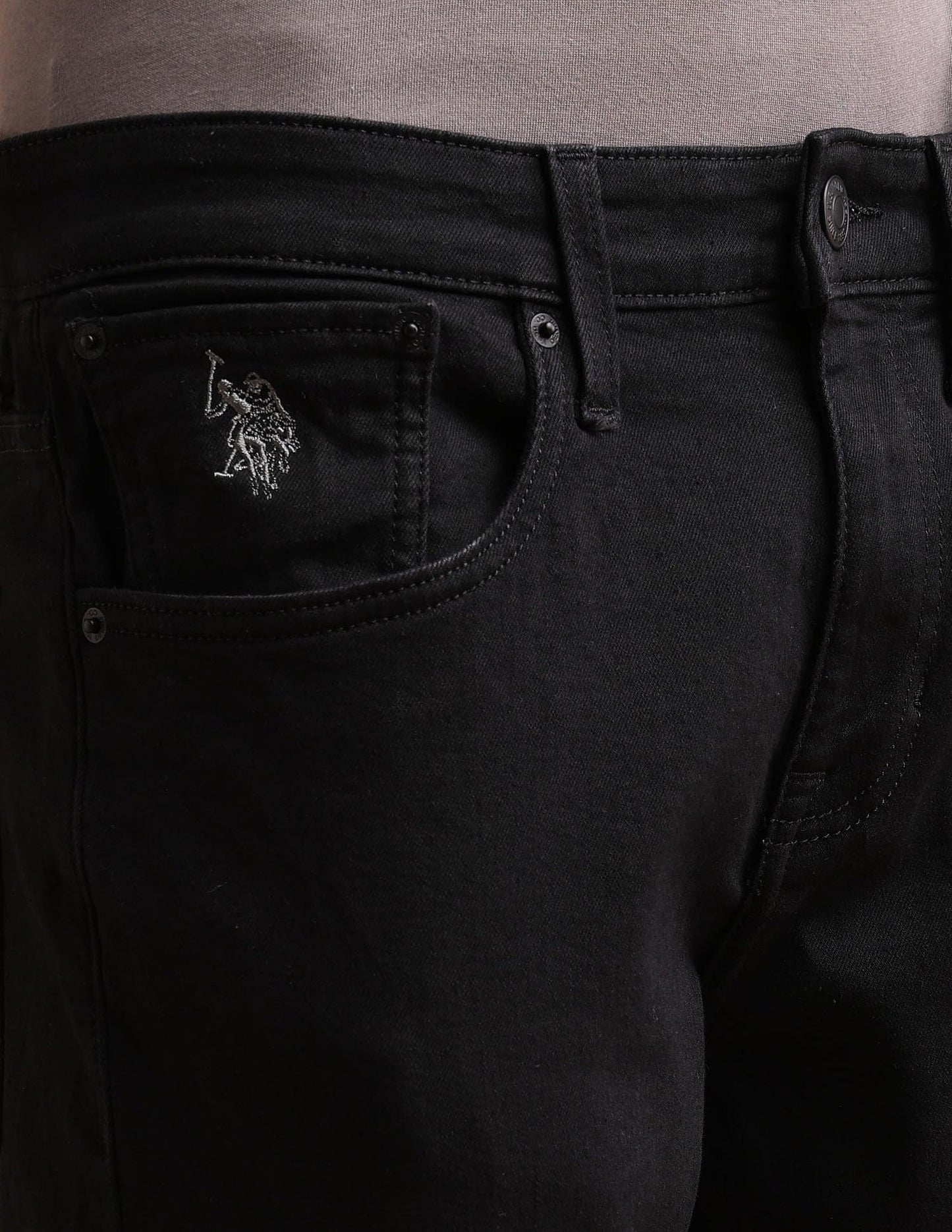 U.S. POLO ASSN. Men's Mid Rise Tapered Jeans (UDJENO1285 Black, 32