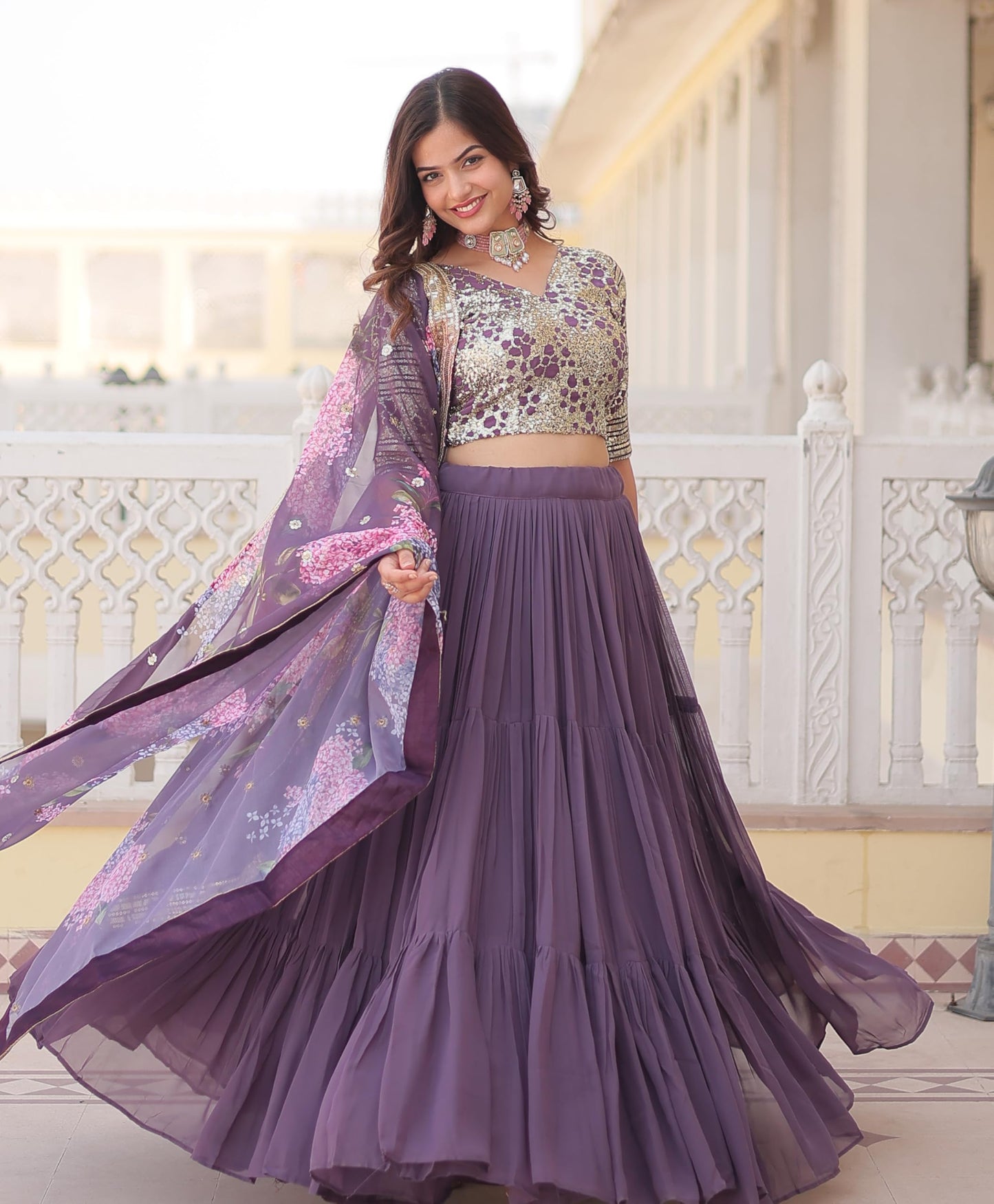 Fashion Basket Georgette Stiched Lehenga Set for Women