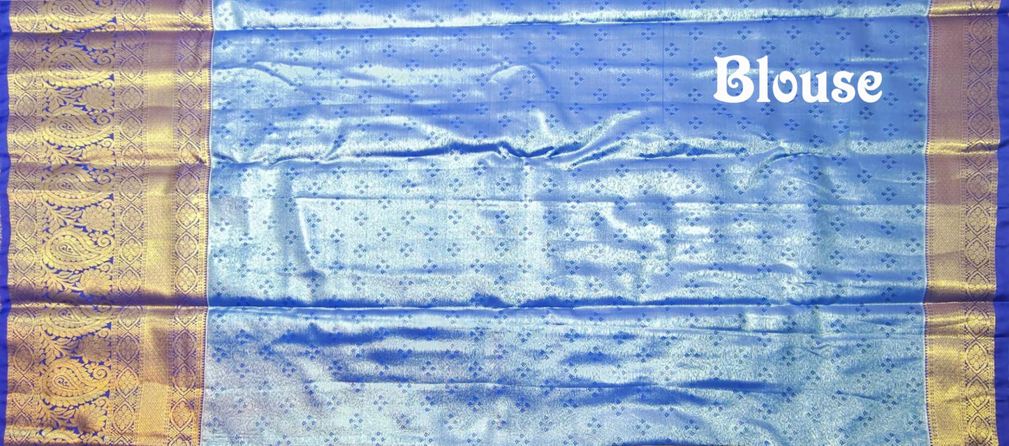 VFCollections Women's Kanchipuram Silk Pure Pattu Sarees With Blouse (VFC040-1), Purple