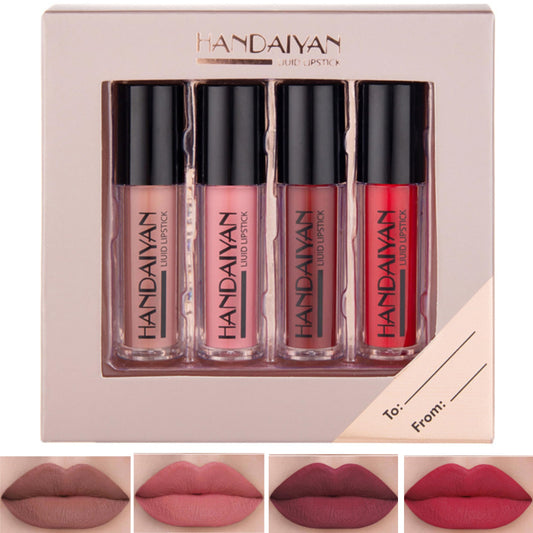 HANDAIYAN Matte Liquid Lipstick Set - Long-Lasting Waterproof and Smudge Proof Lipsticks for Women in 4 Vibrant Matte Shades - Perfect for Any Occasion! (SET 02)