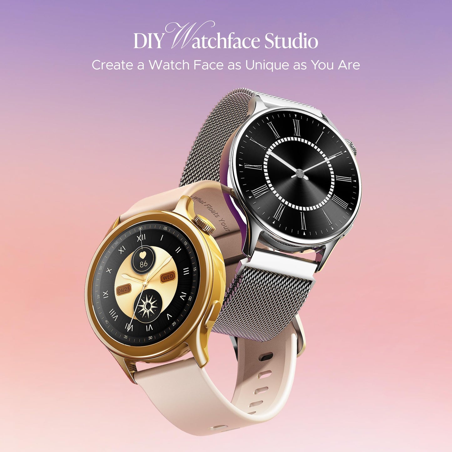 Boat Enigma Daze Women's Luxury Smart Watch w/ 1.3”(3.3cm) AuraVue Display w/ 20% Higher Brightness, Emergency SOS, Female Wellness Tracking, BT Calling, smart Watch for Women Latest (Elegant Silver)
