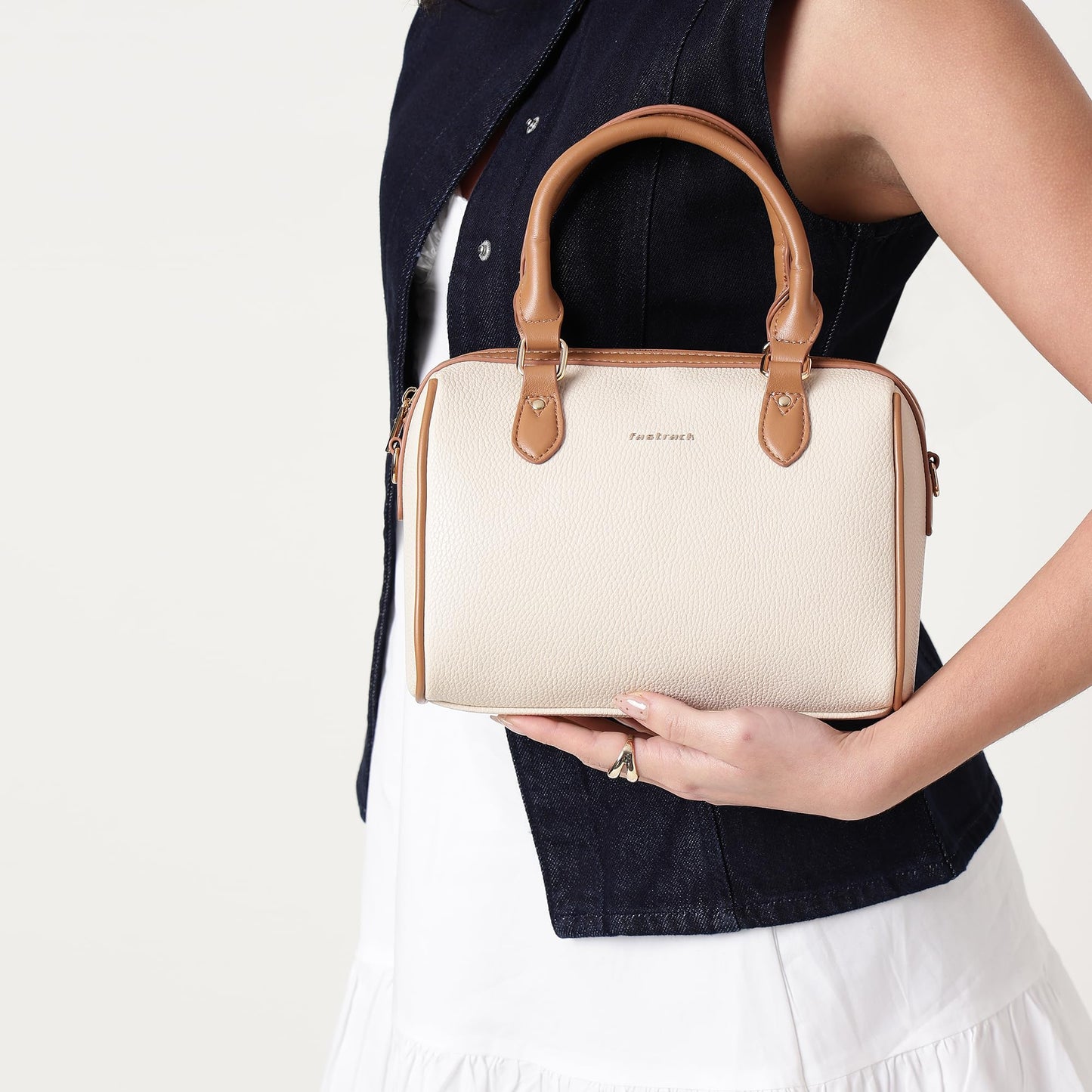 Fastrack Swirl Satchel | Women’s Faux-Leather Satchel| Dual Carry Handles, Adjustable Strap & Spacious Main Compartment