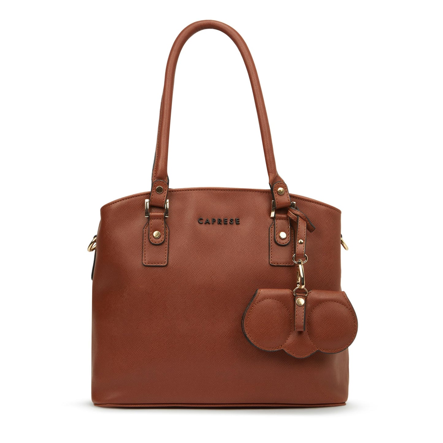 Caprese Lexi Medium Satchel Bag for Women | Solid Faux Leather Handbag with Adjustable & Detachable Strap | Zipper Closure with External Eyewear/Sunglass Charm Case | Perfect for Office Use