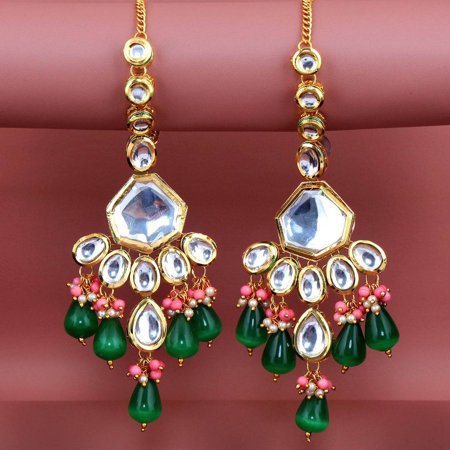 Lucky Jewellery 18K Gold Plated Multicolor with Monalisa Drop Bridal Set for Girls & Women