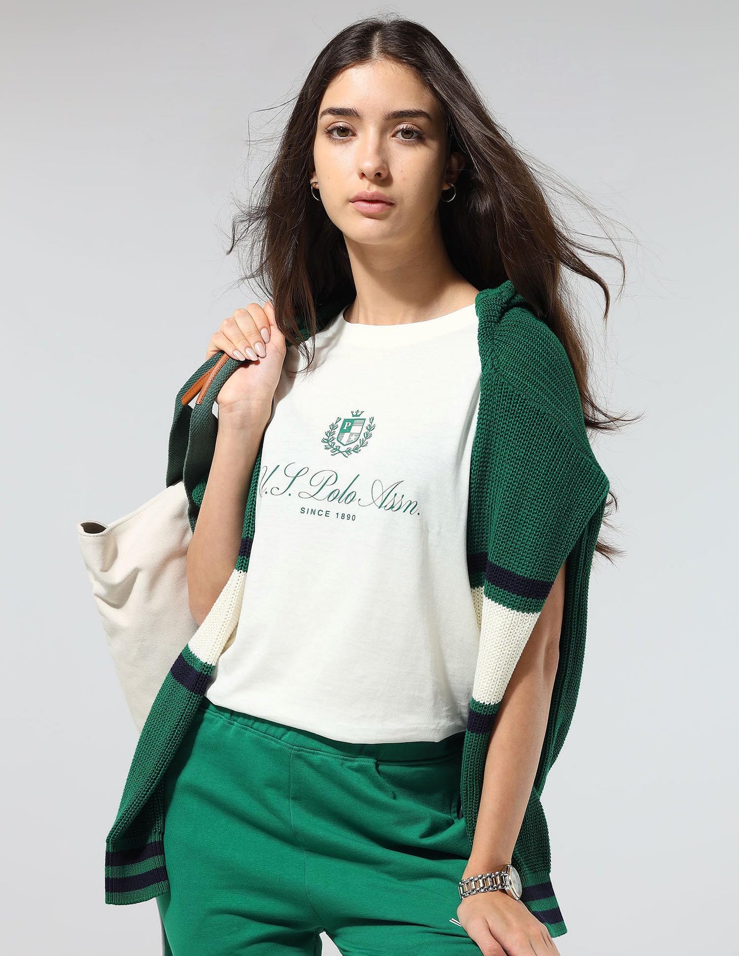 U.S. POLO ASSN. Women's Regular Fit T-Shirt (UWAW25TSH318_Off White