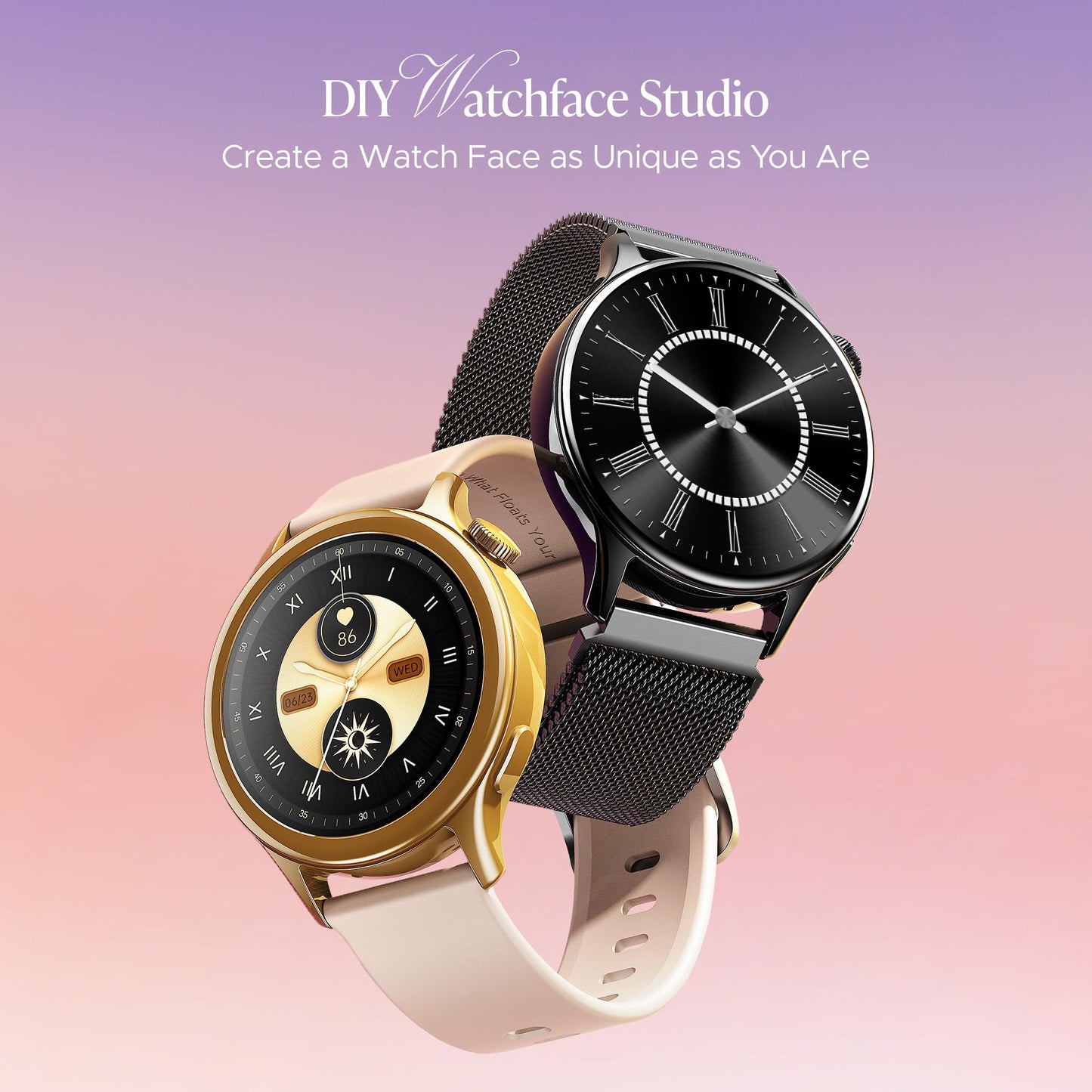 Boat Enigma Daze Women's Luxury Smart Watch w/ 1.3”(3.3cm) AuraVue Display w/ 20% Higher Brightness, Emergency SOS, Female Wellness Tracking, BT Calling, Smart Watch for Women Latest (Elegant Black)