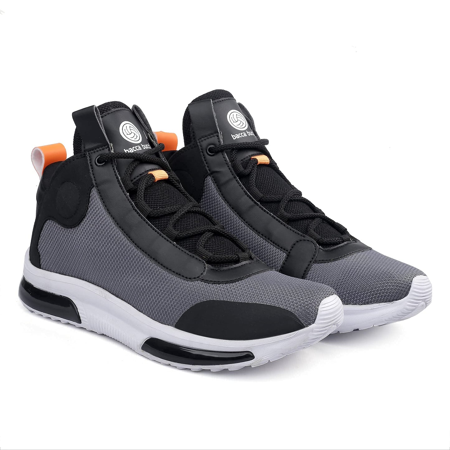 Bacca Bucci® Superstar Men Fashion Hi Top Sneakers/Street Wear with Dual Air Cushion Rubber Outsole for Swag, Travel, Parties, Dancing, Dating, Streets & Fun - Grey, Size UK6