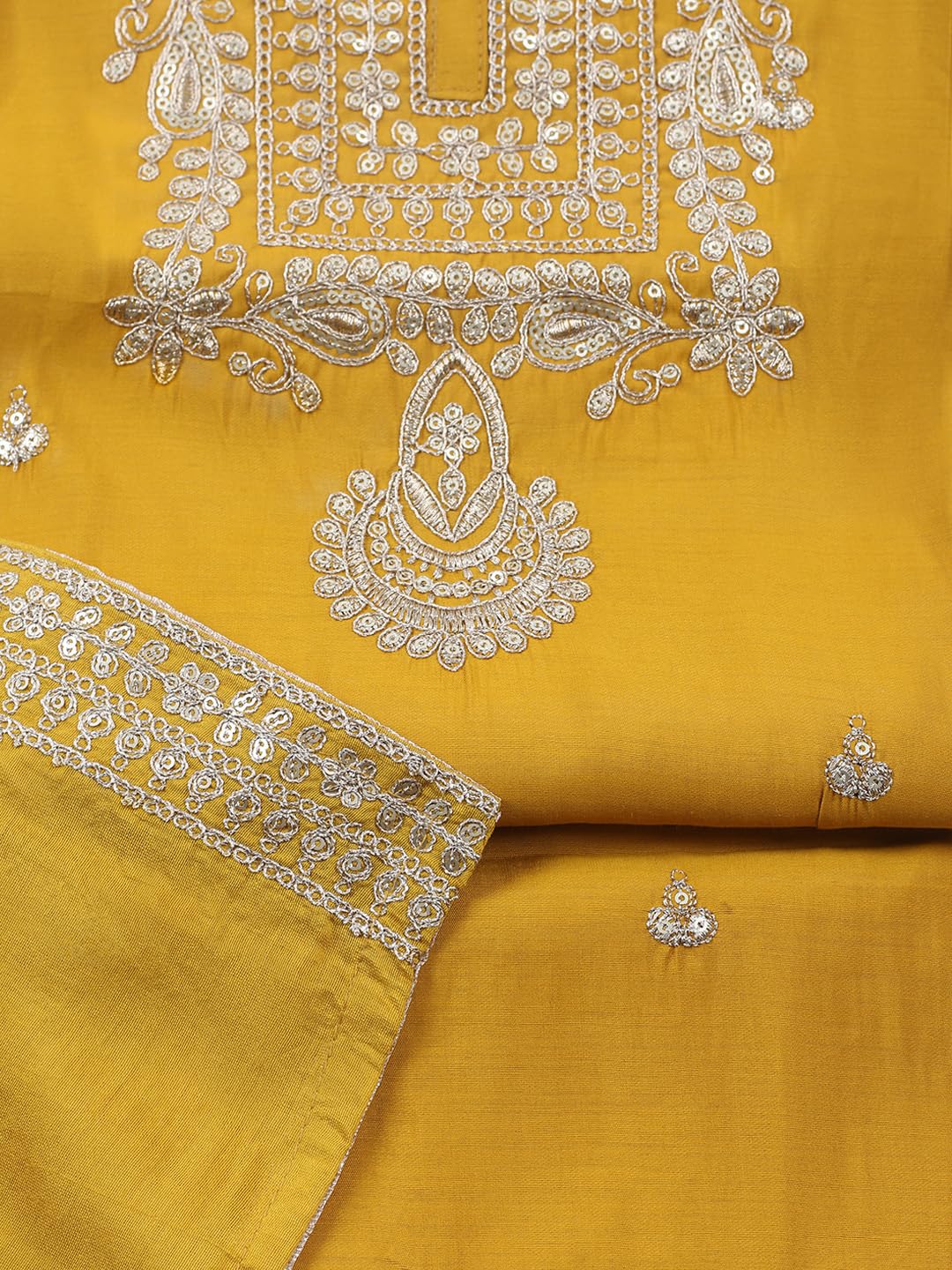 Meena Bazaar Printed Cotton Unstitched Kurta with Bottom & Dupatta