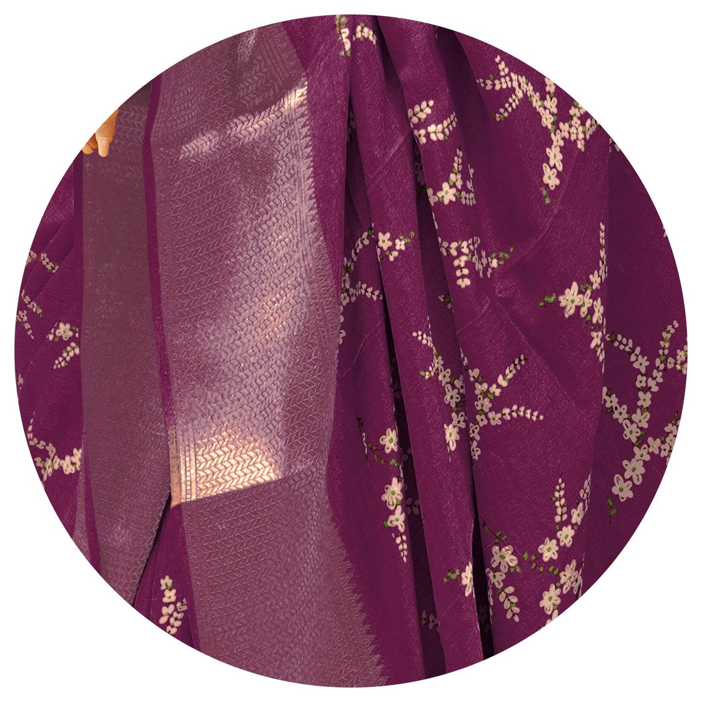 MIRCHI FASHION Women's Cotton Silk Floral Printed Saree with Blouse Piece (50746 - Dark Magenta, Multicolor)