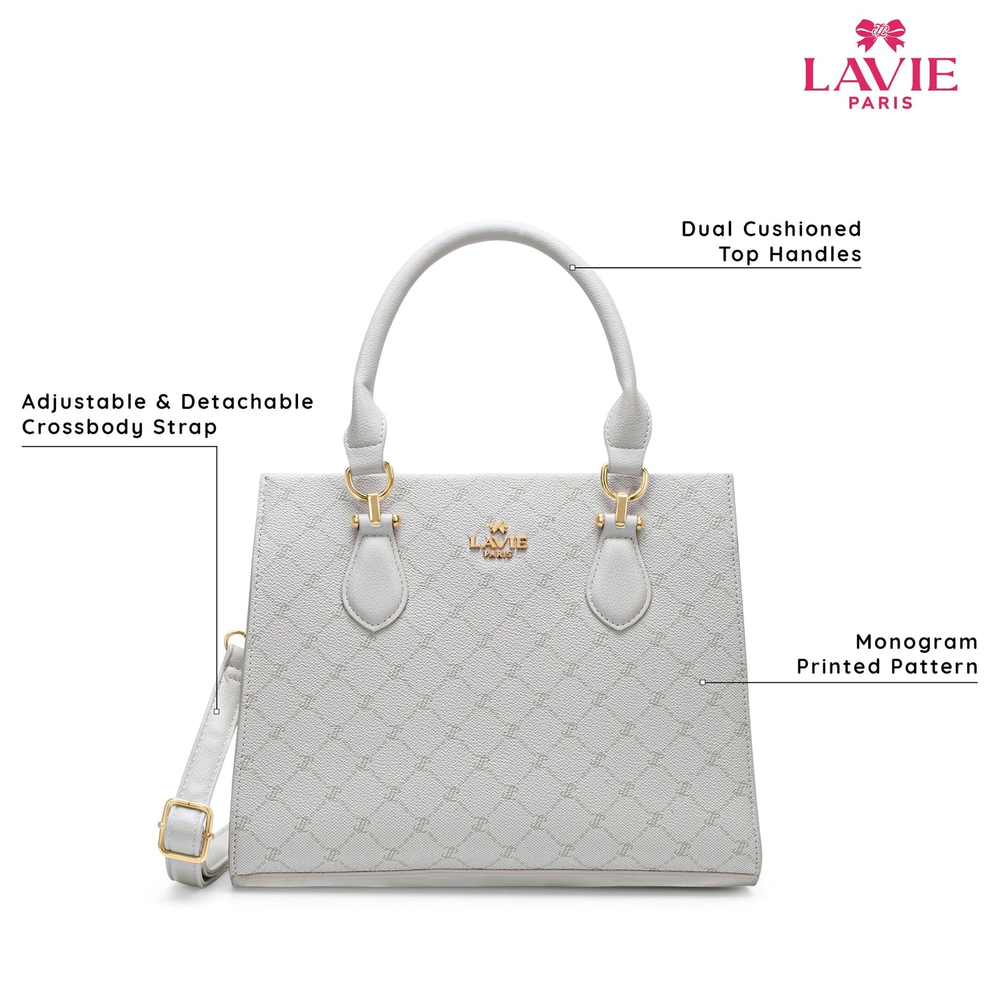 LAVIE PARIS Women's Vivien 3 Compartment Satchel Bag | Satchel Handbag for Work | Ladies Purse | Stylish Shoulder Bag | Gift for Women