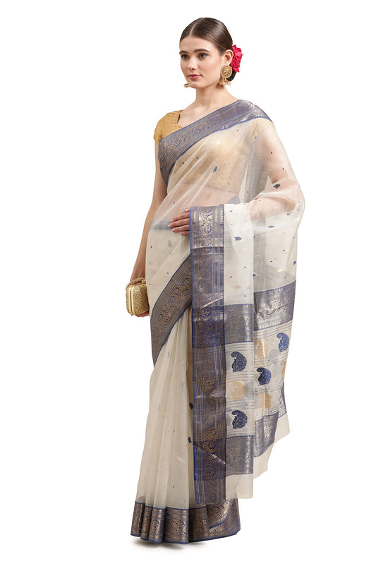 Aditri Women's Handloom Chanderi Silk Saree with Running Blouse (Multicolored)