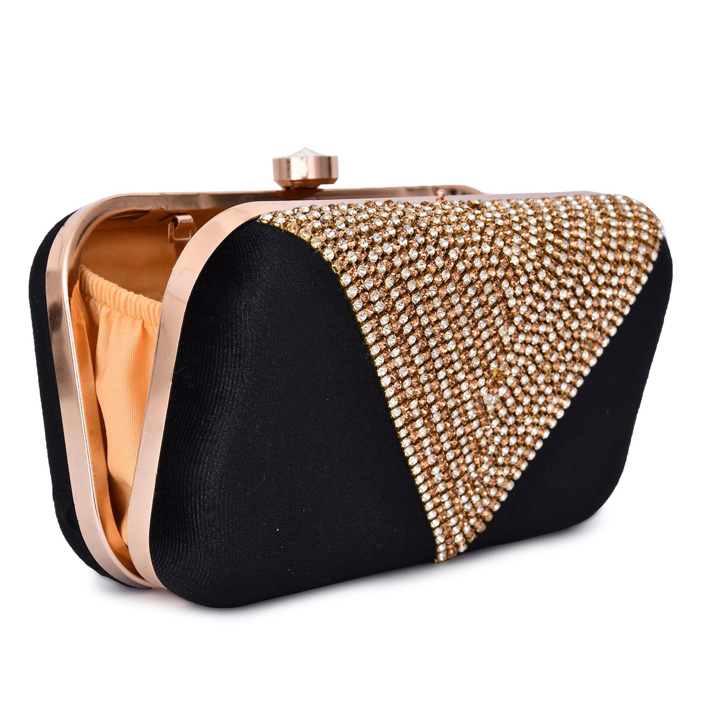 For The Beautiful You Black Embroidered Women's Clutch (410)