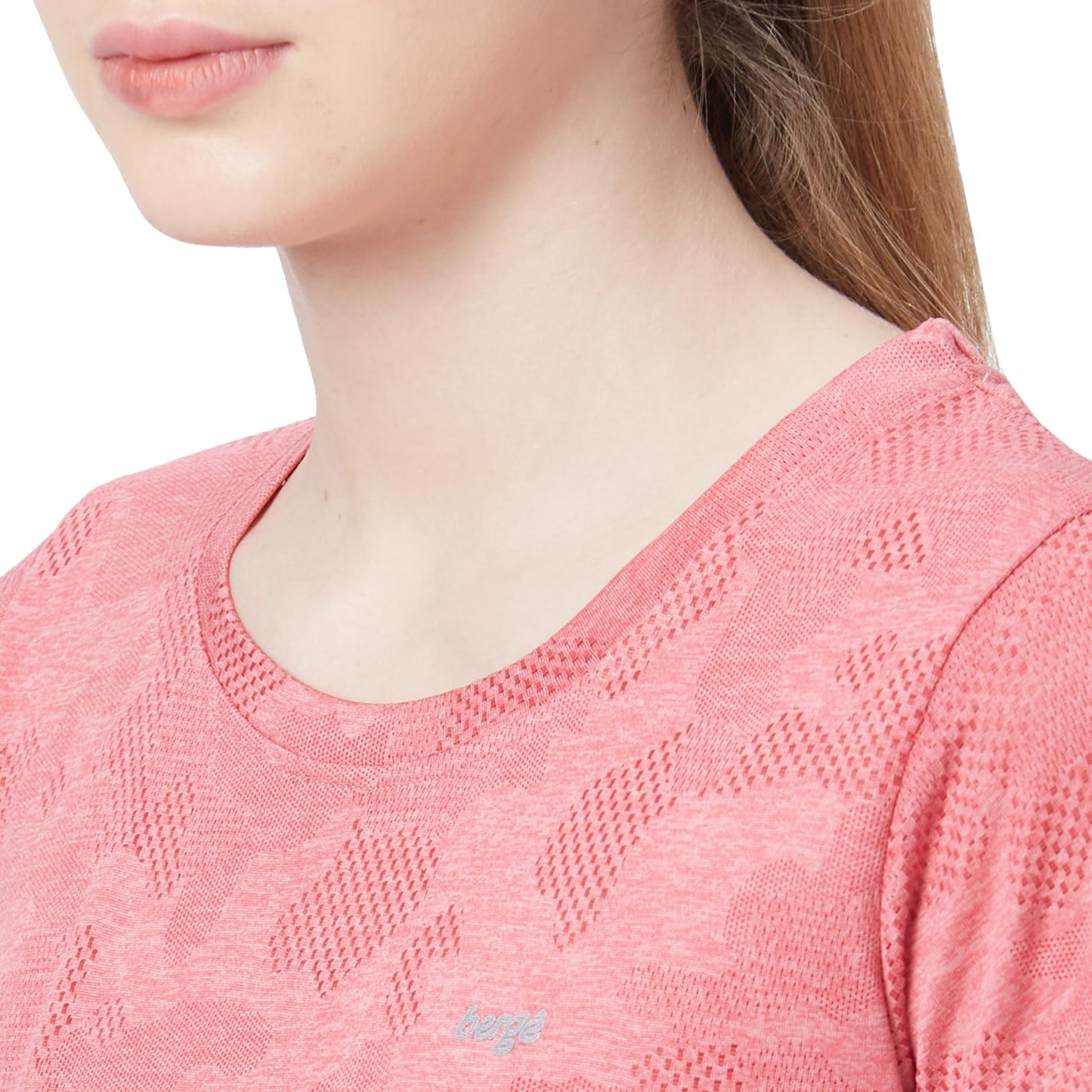 berge' Ladies Polyester Dry Fit Western Shirts & T-Shirt For Women, Quick Drying & Breathable Fabric, Gym Wear Tees & Workout Tops (Onion Colour, Slim Fit)