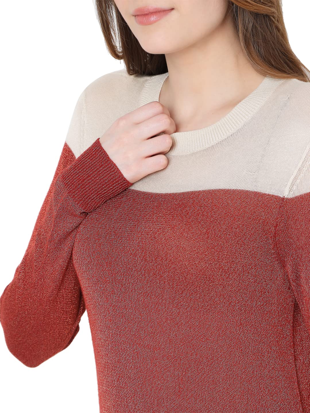 VERO MODA Women's Rayon Round Neck Sweater (124812901 -Birch_Beige_L)
