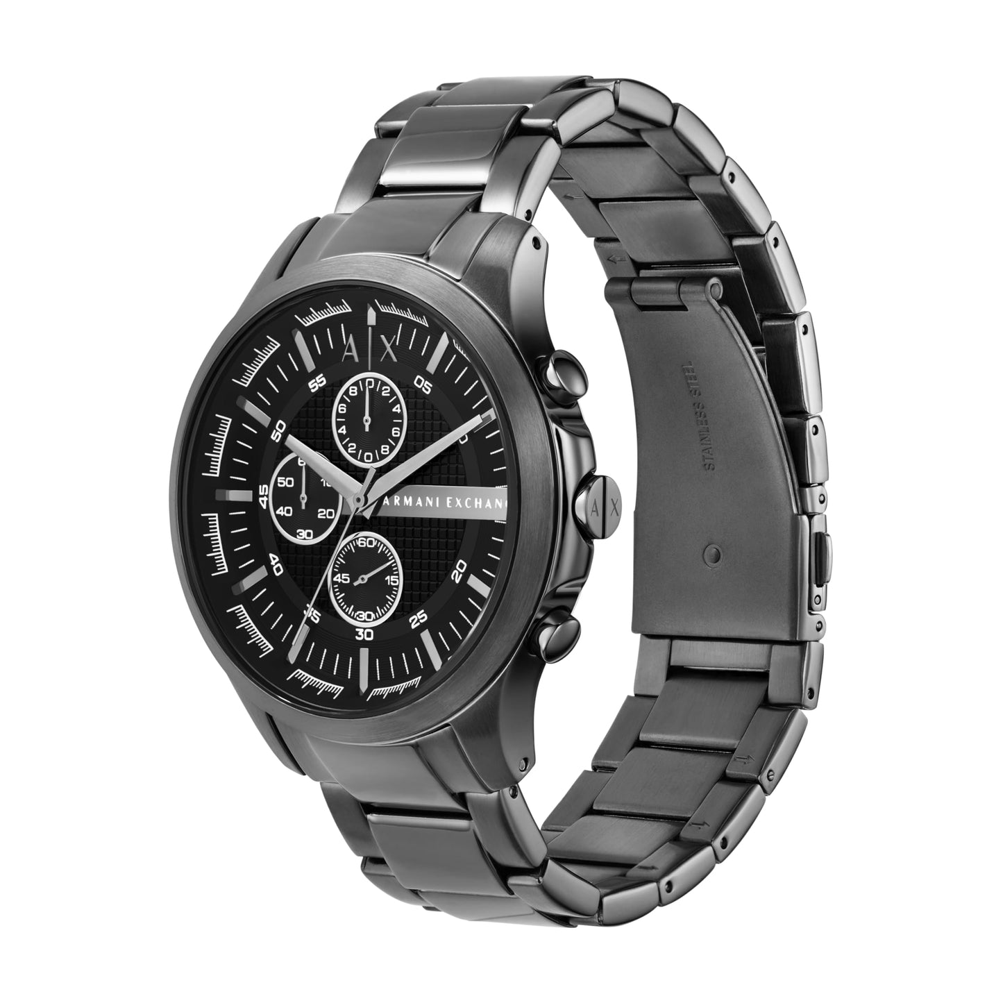 Armani Exchange Stainless Steel Analog Black Dial Men's Watch-Ax2454, Band Color:Grey