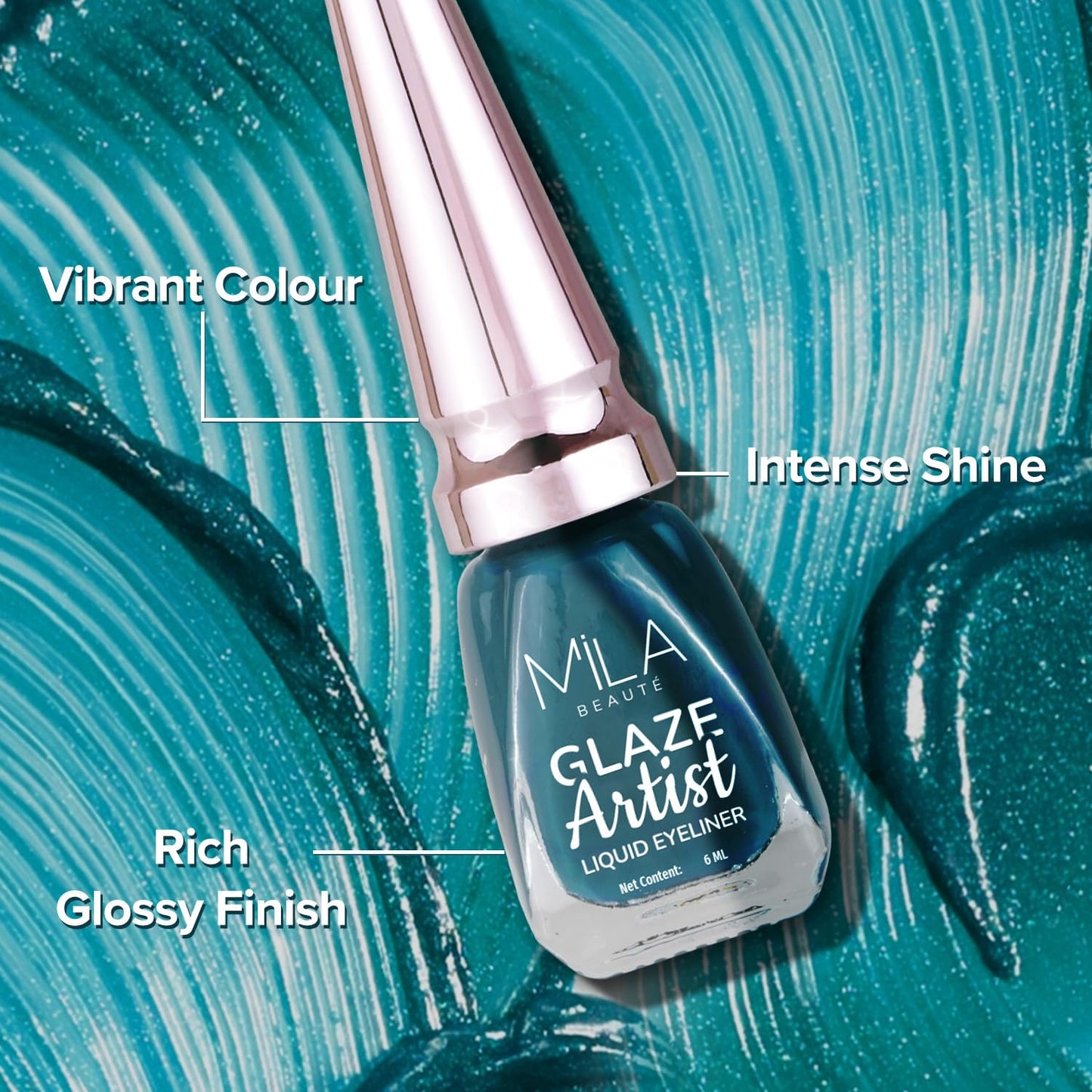 Mila Beauté Glaze Artist Liquid Eyeliner | Water Proof & Smudge-Proof | Rich Glossy Finish with Intense Shine | Intense Pigment I Easy Glide Applicator | 6Ml Shade - Magical Blue