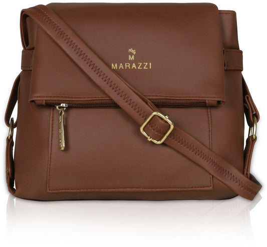 M MARAZZI Tan Sling Bag for Women | Lightweight Crossbody Bag | Adjustable Strap, Multi-Compartment, Durable & Hands-Free | Daily Use, Travel & Outdoor Bag