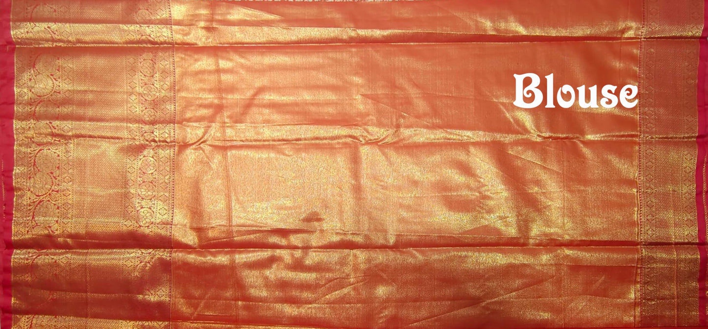 VFCollections Women's Kanchipuram Silk Pure Pattu Sarees With Blouse (VFC568-3)