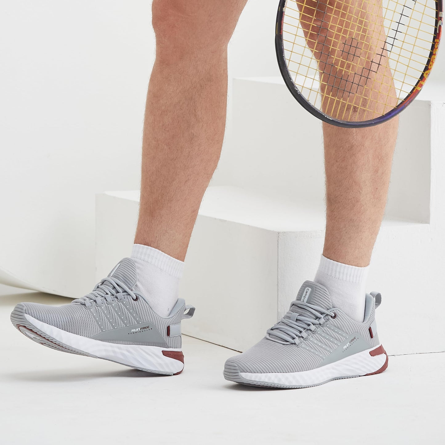 Campus Men's Oslo PRO Running Shoes L.Gry/WHT/MHRN - 8UK/India