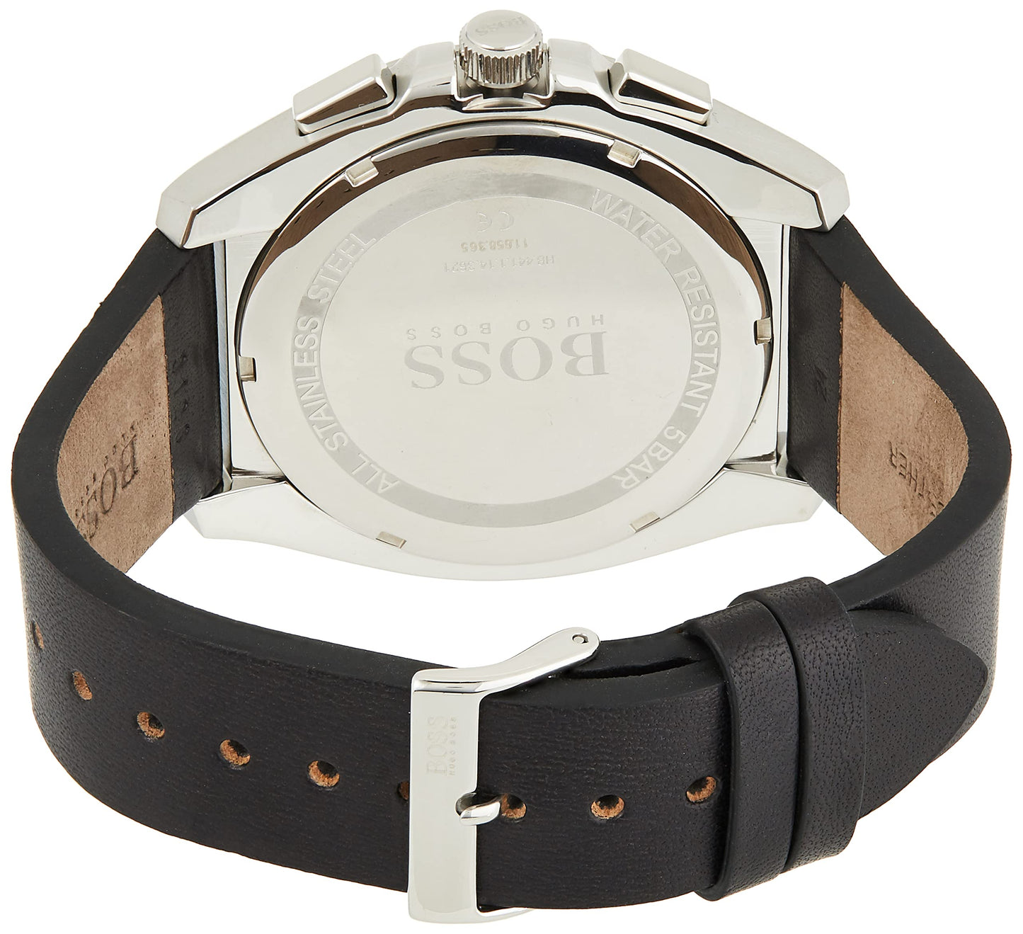 Hugo Boss Leather Grandmaster Analog Black Dial Men Watch-1513881, Black Band