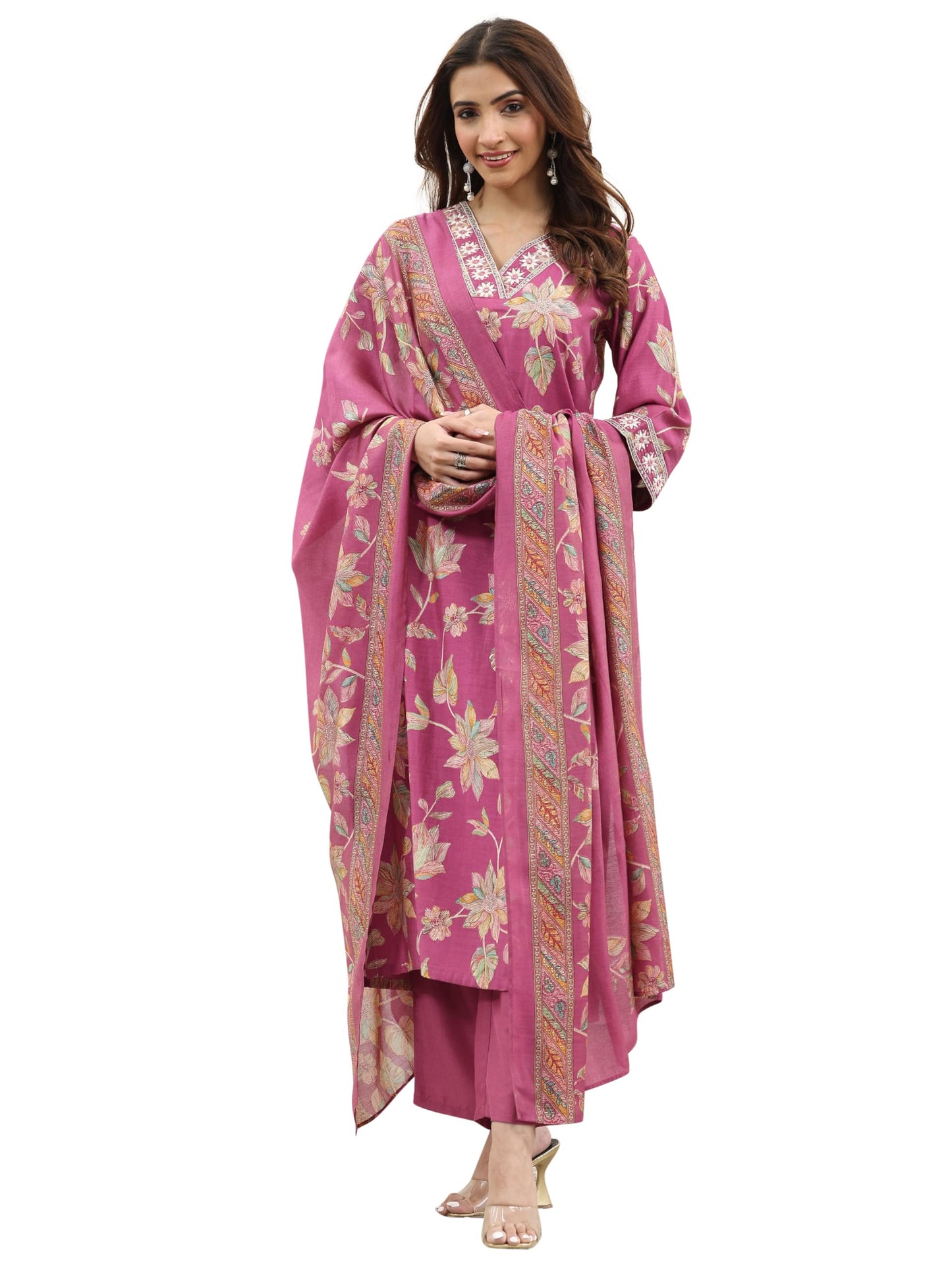 Libas Women's Silk Blend Kurta Set (400339H_Pink