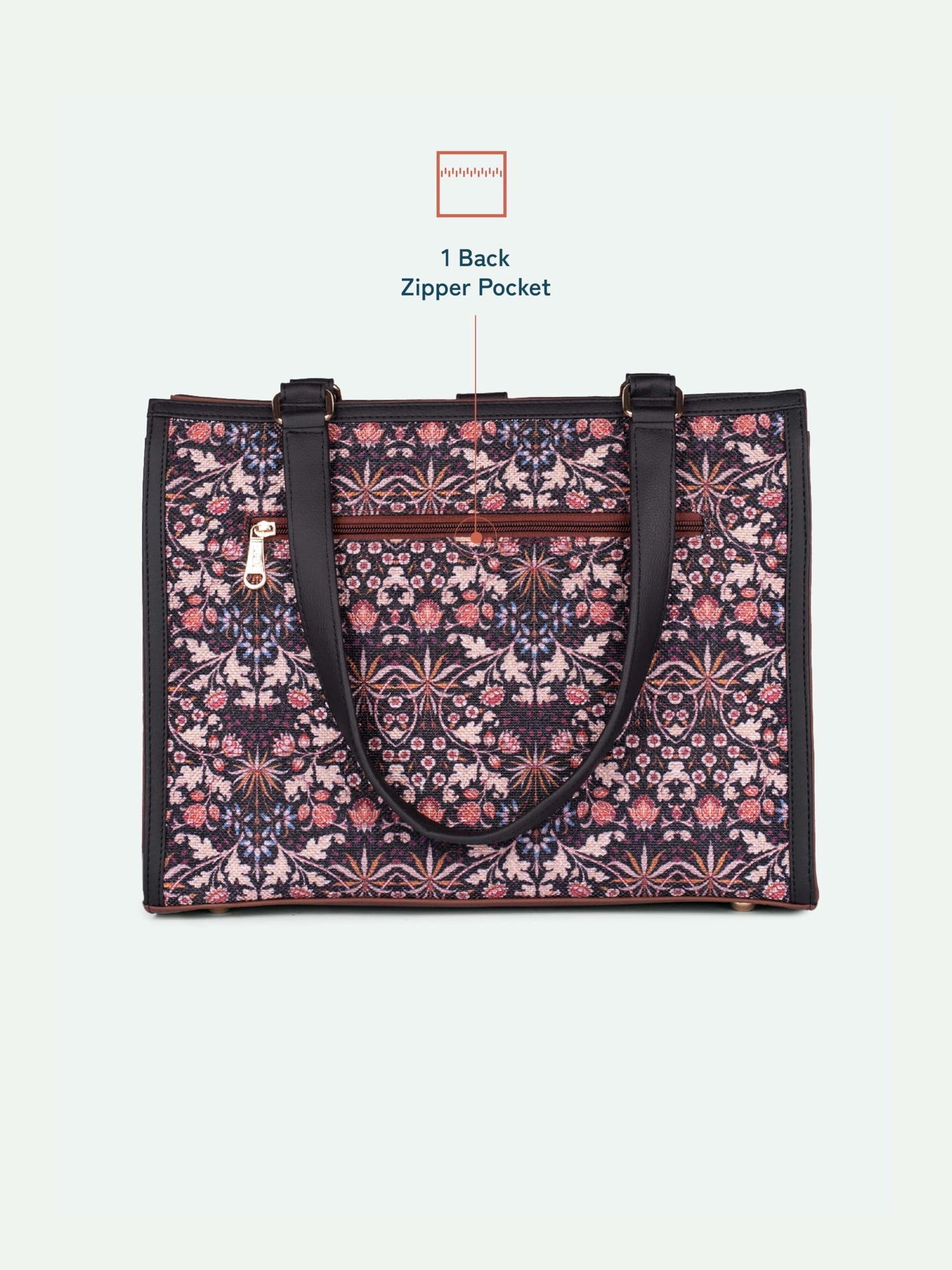 ZOUK Rhea Kapoor Office Bag - Kashmir Blooms | Stylish & Spacious Laptop Tote for Women | Vegan Leather Work Bag