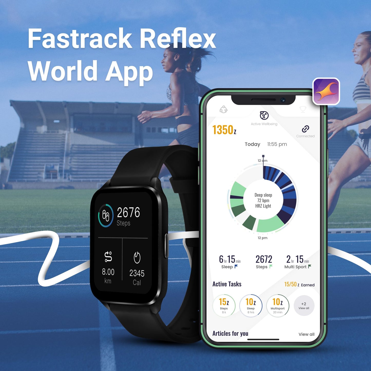 Fastrack Reflex Beat+ 1.69” UltraVU Display|500 Nits Brightness|60 Sports Modes|24 * 7 Heart Rate Monitor|SpO2 Monitor|Sleep Tracker|IP68 Water Resistant|Music & Camera Control