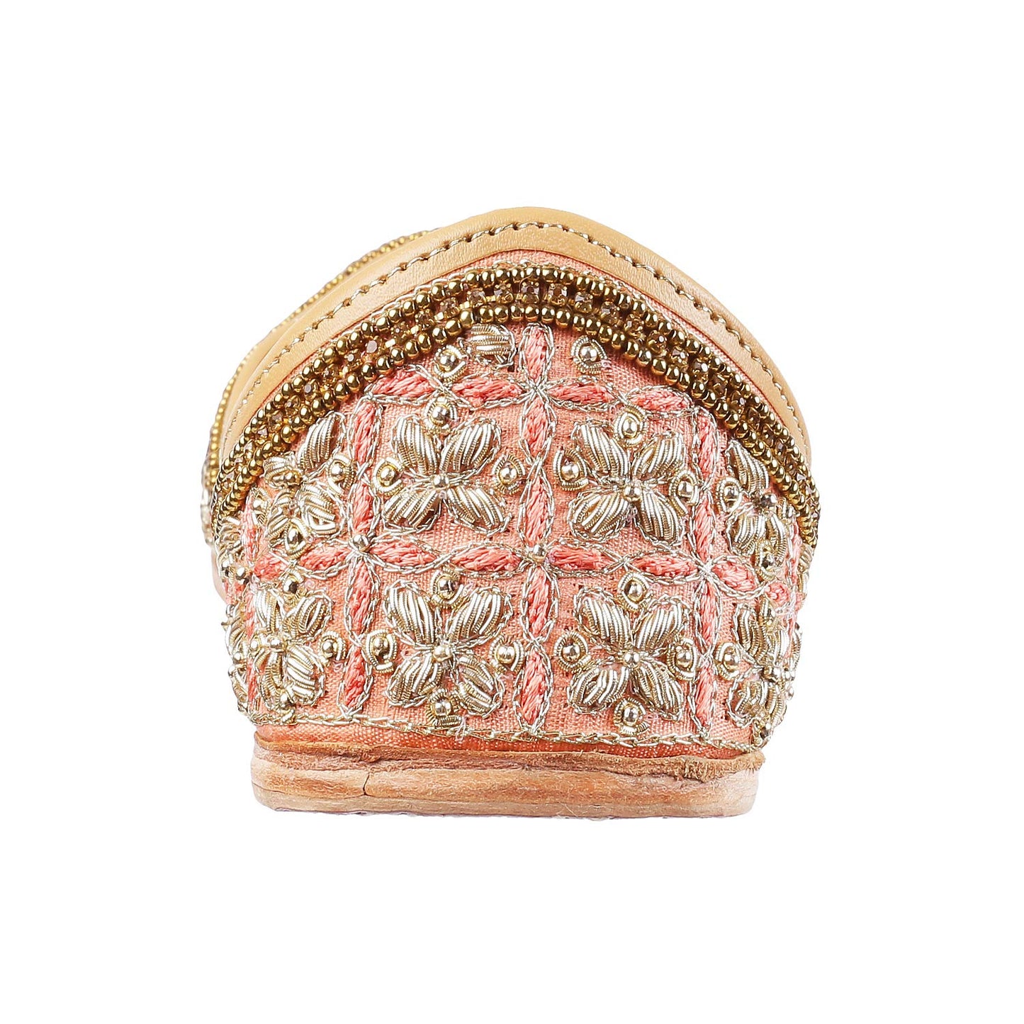 Metro Womens Beaded Peach Mojaris (Size (3 UK (36 EU))