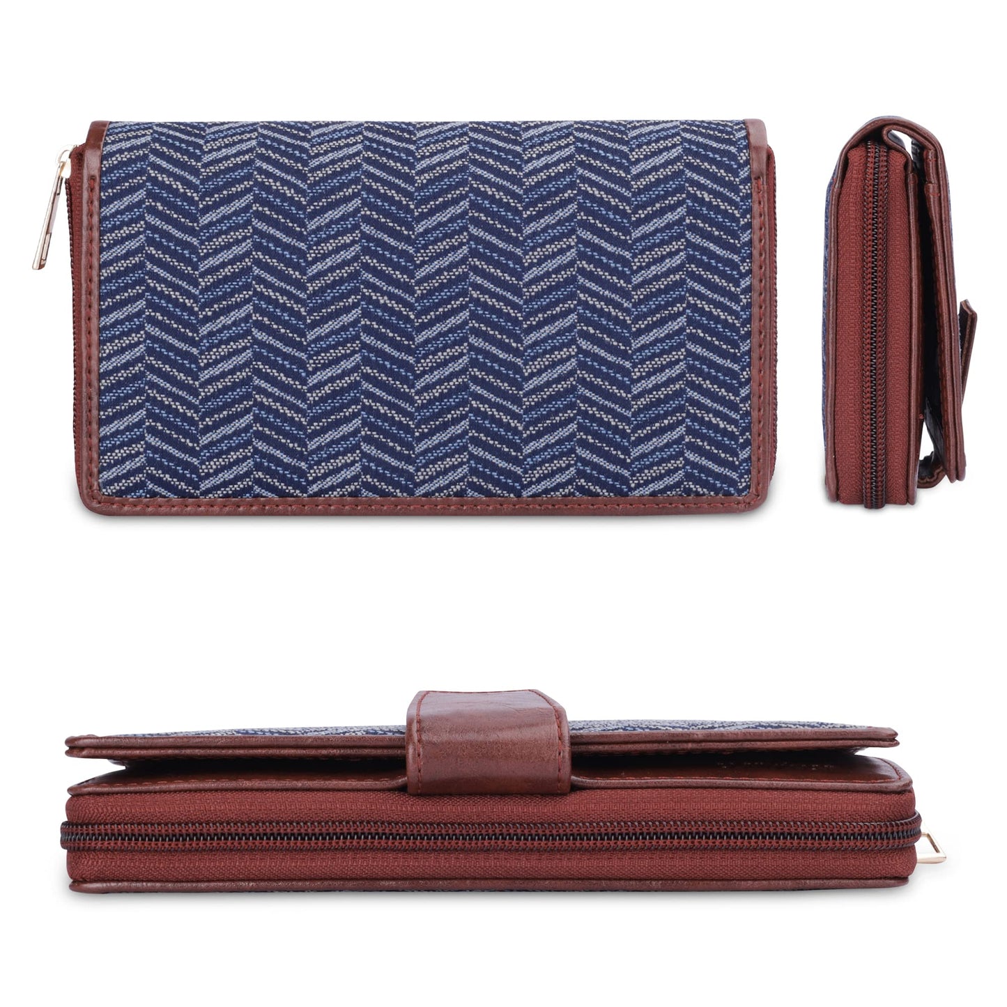 The Clownfish Filipia Ladies Wallet Womens Wrist Clutch Purse (Blue-Stripes)